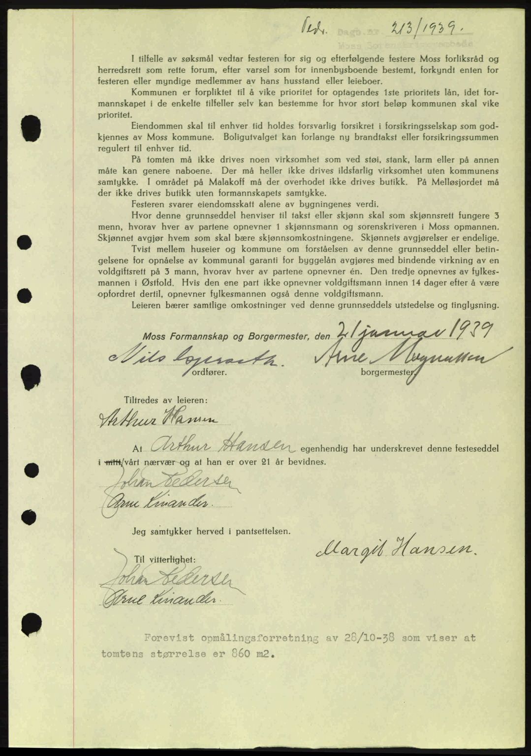 Moss sorenskriveri, SAO/A-10168: Pantebok nr. A5, 1938-1939, Dagboknr: 213/1939