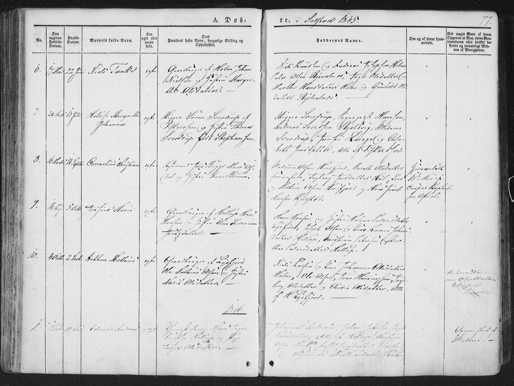 Ministerialprotokoller, klokkerbøker og fødselsregistre - Nordland, AV/SAT-A-1459/810/L0145: Ministerialbok nr. 810A07 /2, 1841-1862, s. 77