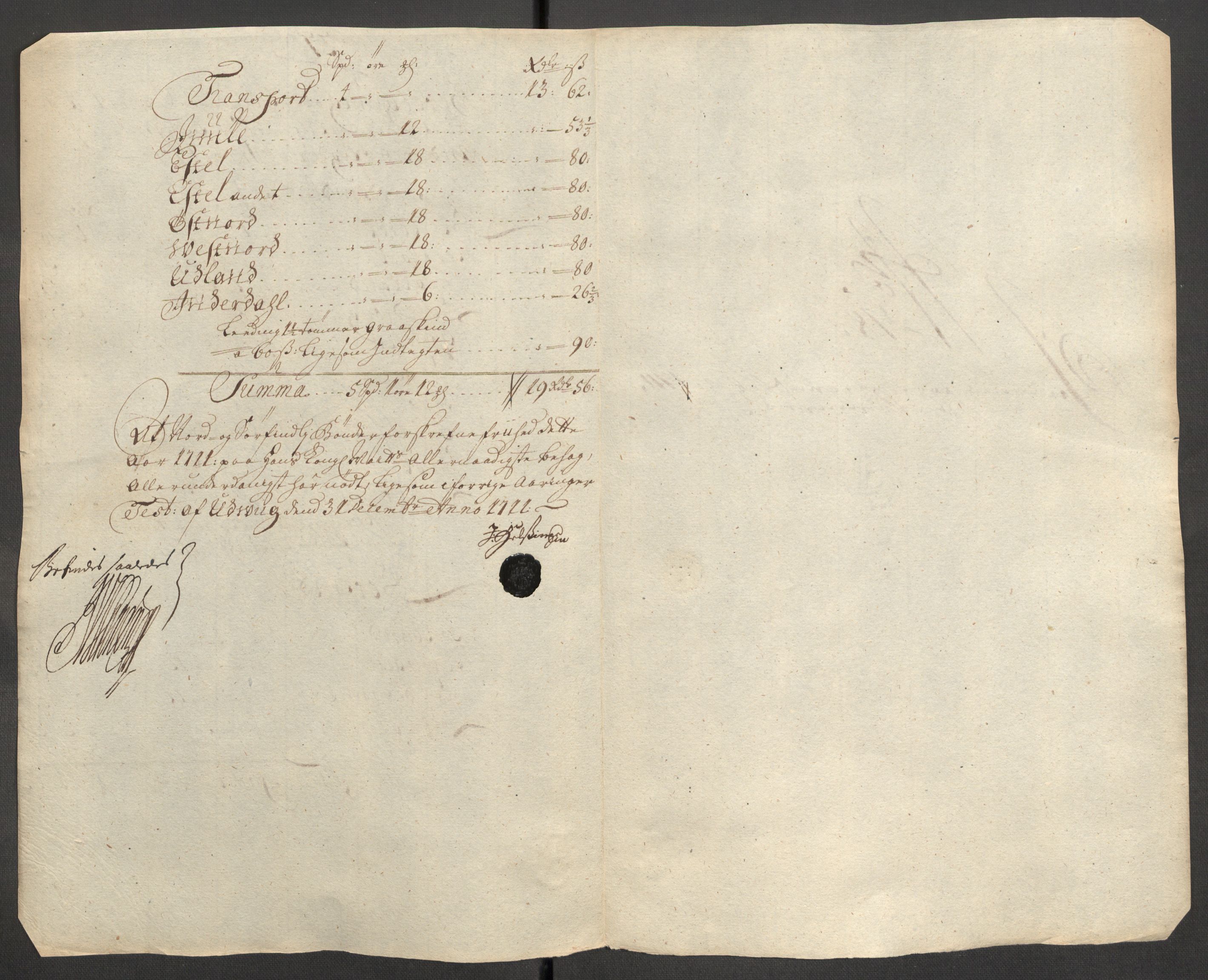 Rentekammeret inntil 1814, Reviderte regnskaper, Fogderegnskap, RA/EA-4092/R63/L4319: Fogderegnskap Inderøy, 1711, s. 446