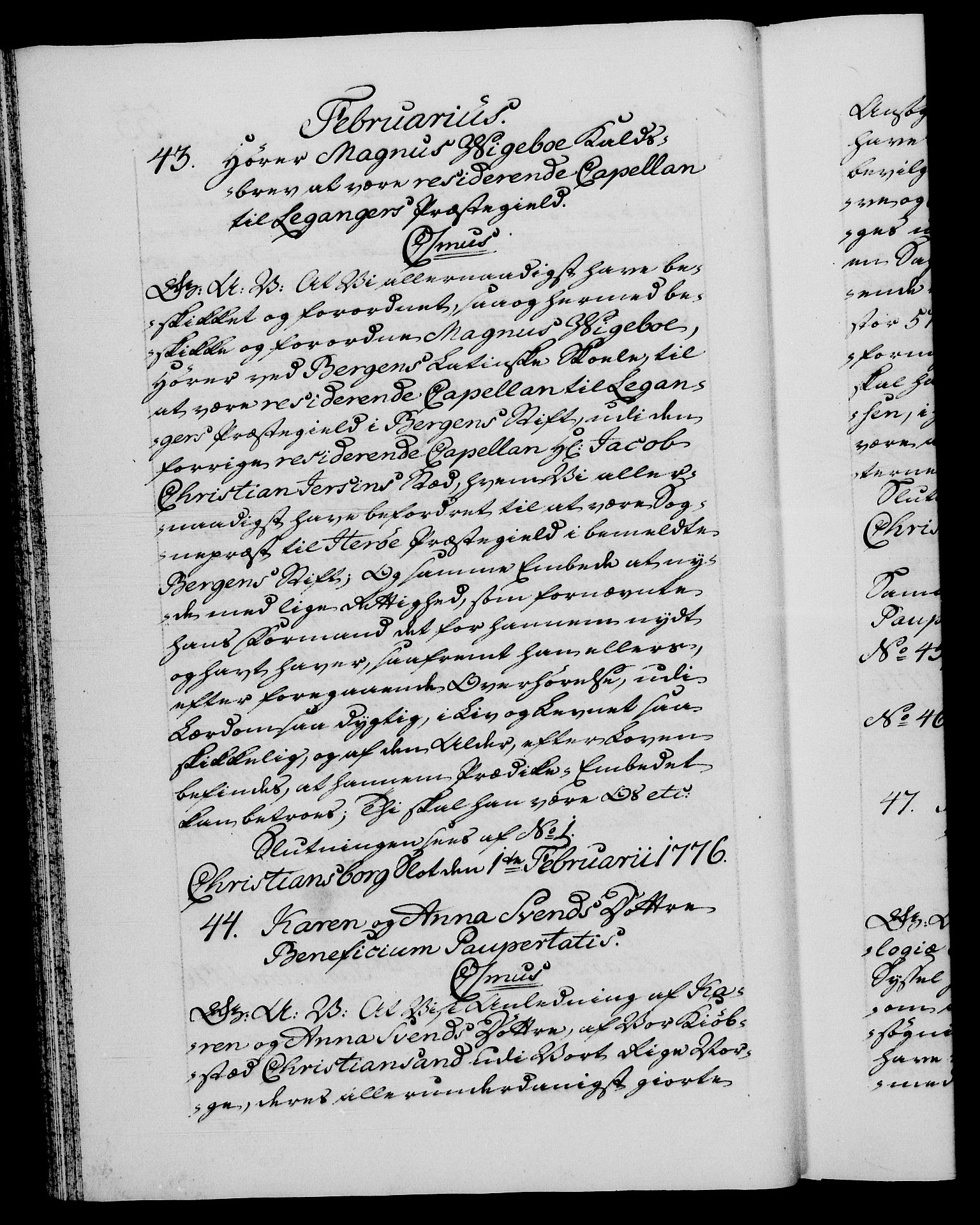 Danske Kanselli 1572-1799, RA/EA-3023/F/Fc/Fca/Fcaa/L0047: Norske registre, 1776-1778, s. 33b