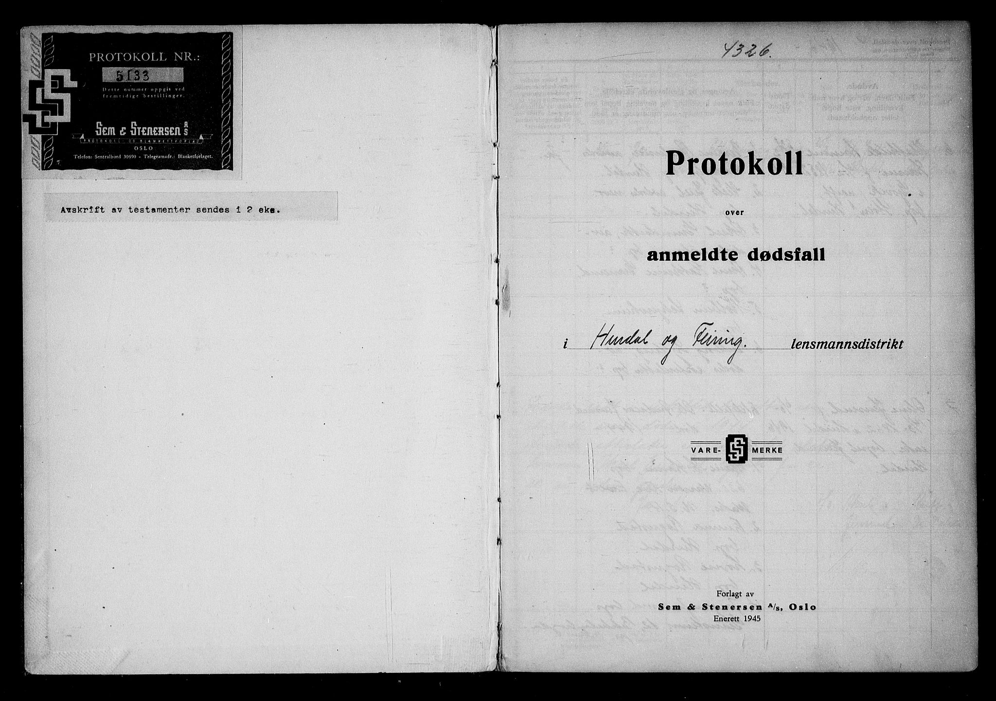 Hurdal og Feiring  lensmannskontor, SAO/A-10266b/H/Ha/Haa/L0002: Dødsfallprotokoll, 1946-1954