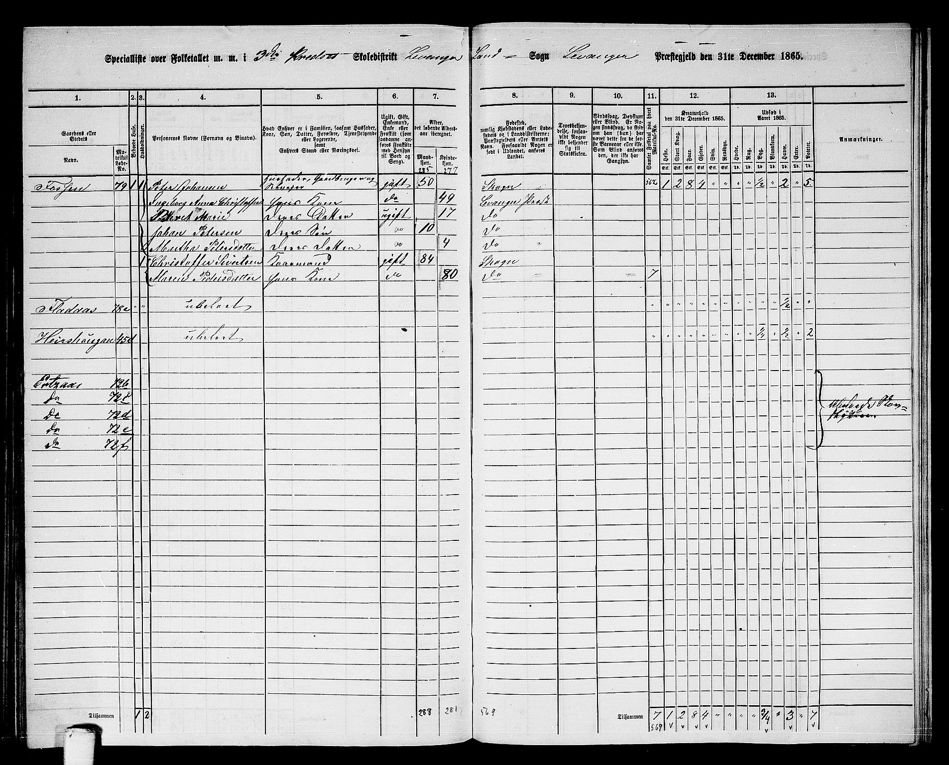 RA, Folketelling 1865 for 1720L Levanger prestegjeld, Levanger landsokn, 1865, s. 79