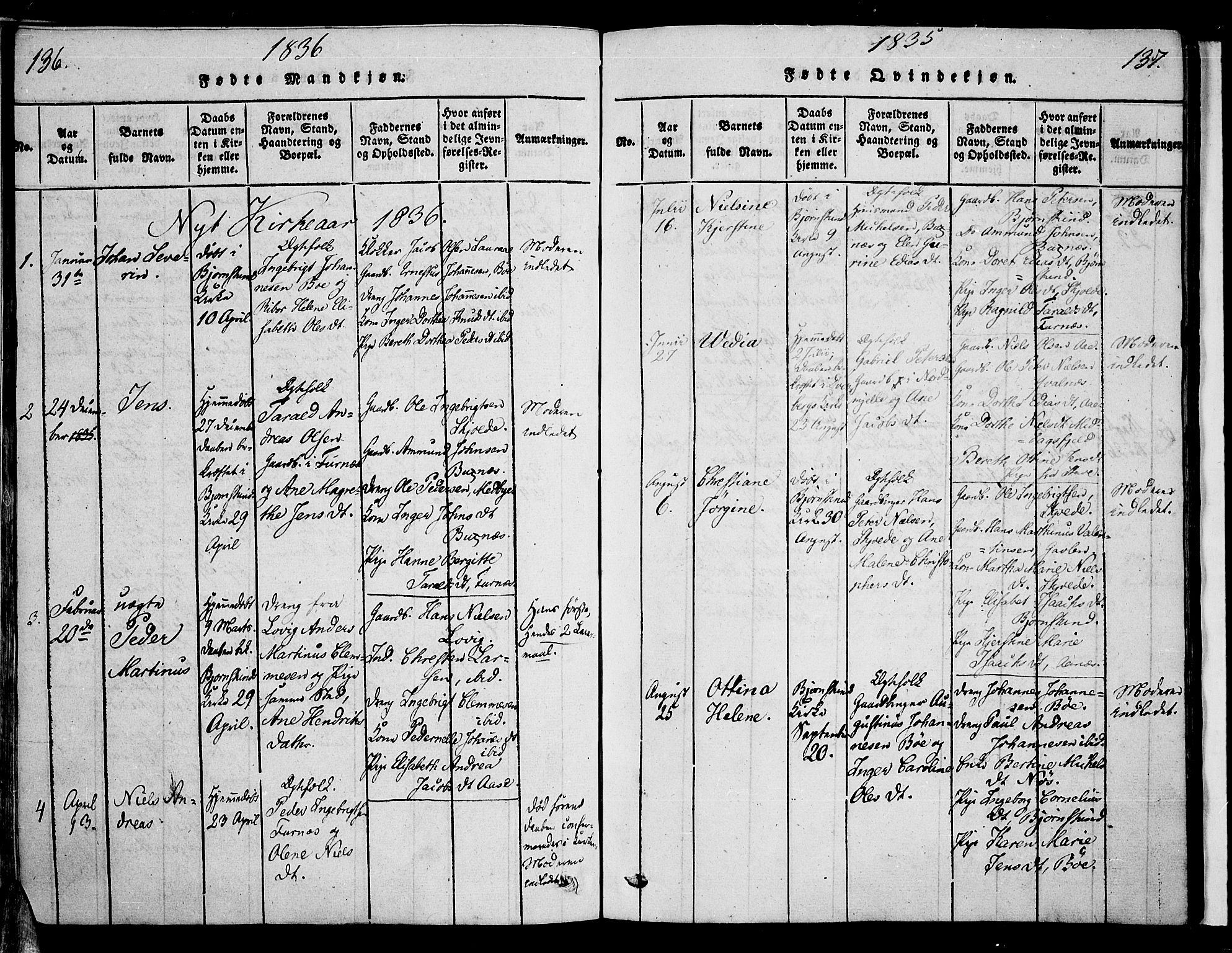 Ministerialprotokoller, klokkerbøker og fødselsregistre - Nordland, AV/SAT-A-1459/897/L1395: Ministerialbok nr. 897A03, 1820-1841, s. 136-137