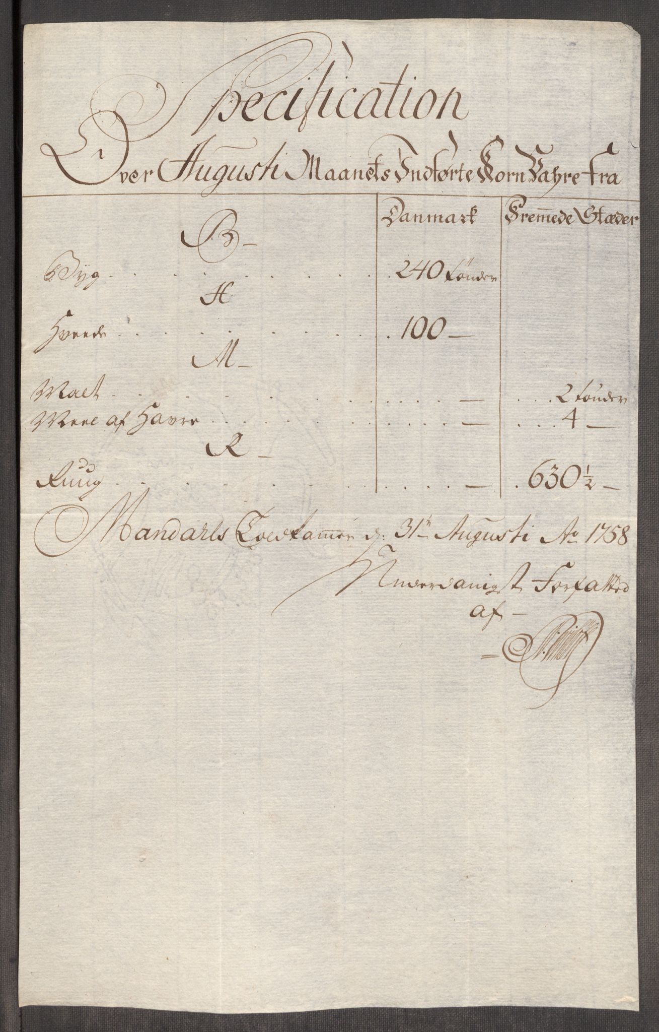 Rentekammeret inntil 1814, Realistisk ordnet avdeling, AV/RA-EA-4070/Oe/L0006: [Ø1]: Priskuranter, 1758-1760, s. 289
