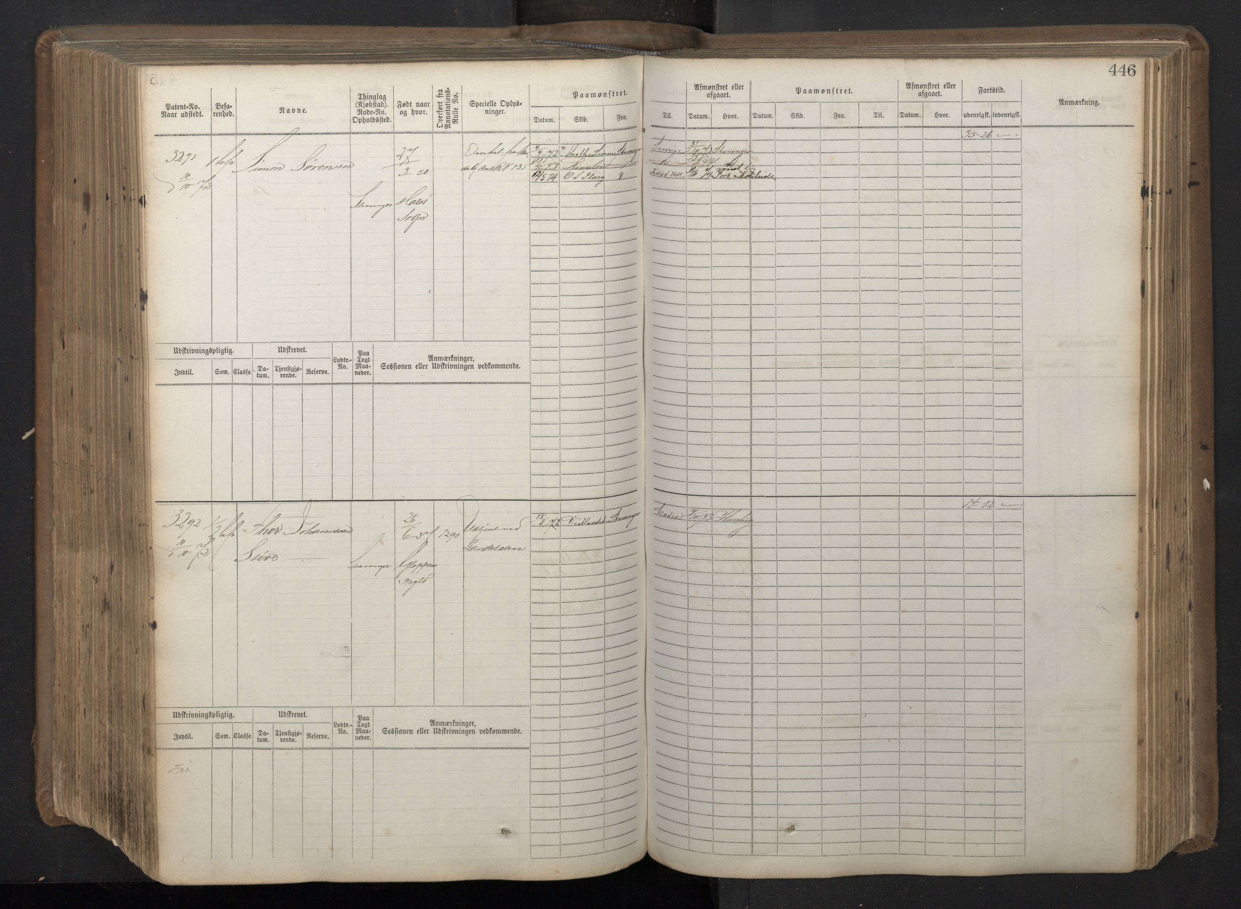 Stavanger sjømannskontor, AV/SAST-A-102006/F/Fb/Fbb/L0018: Sjøfartshovedrulle patnentnr. 2402-3602 (dublett), 1869, s. 450