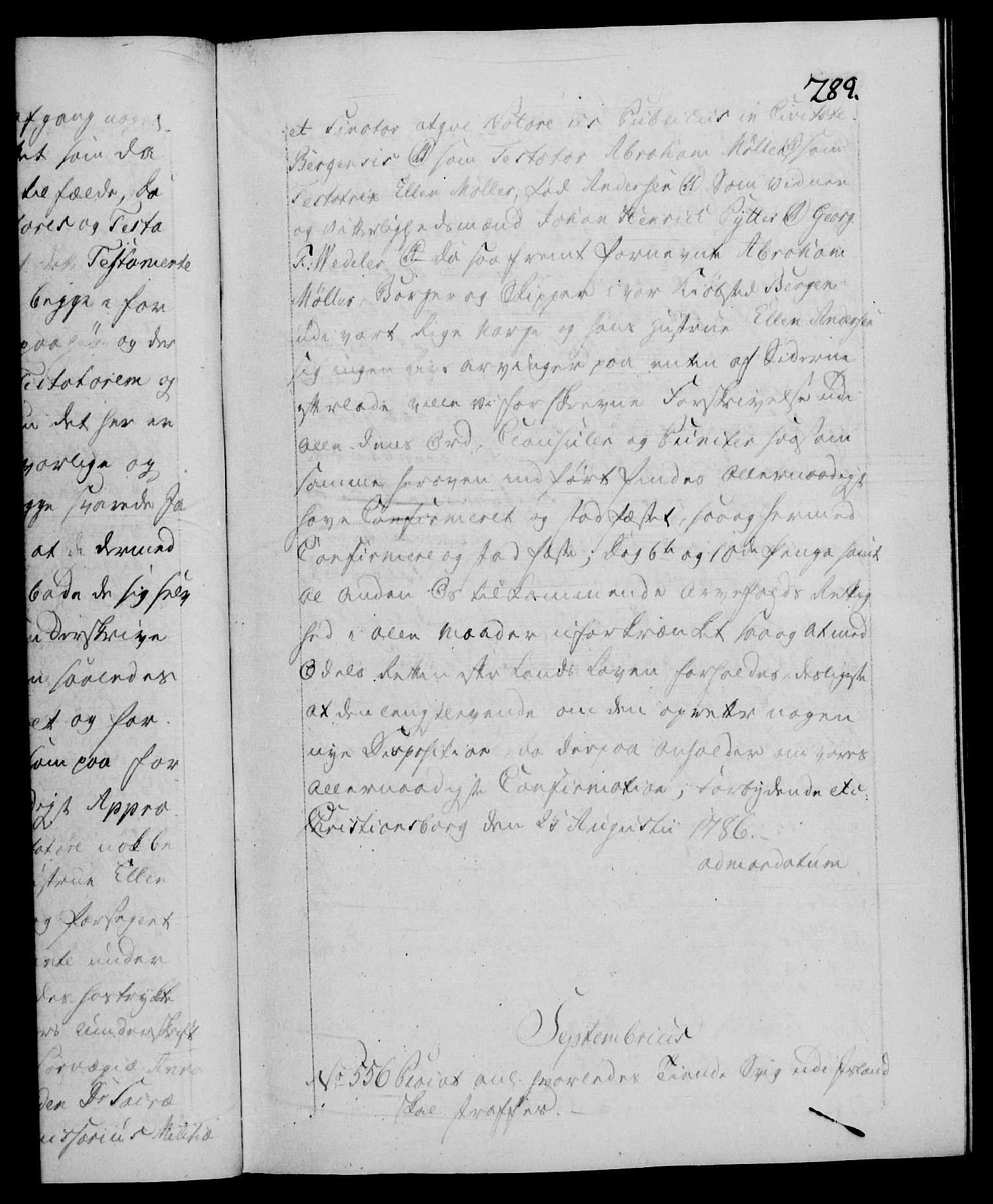 Danske Kanselli 1572-1799, AV/RA-EA-3023/F/Fc/Fca/Fcaa/L0051: Norske registre, 1786-1787, s. 289a