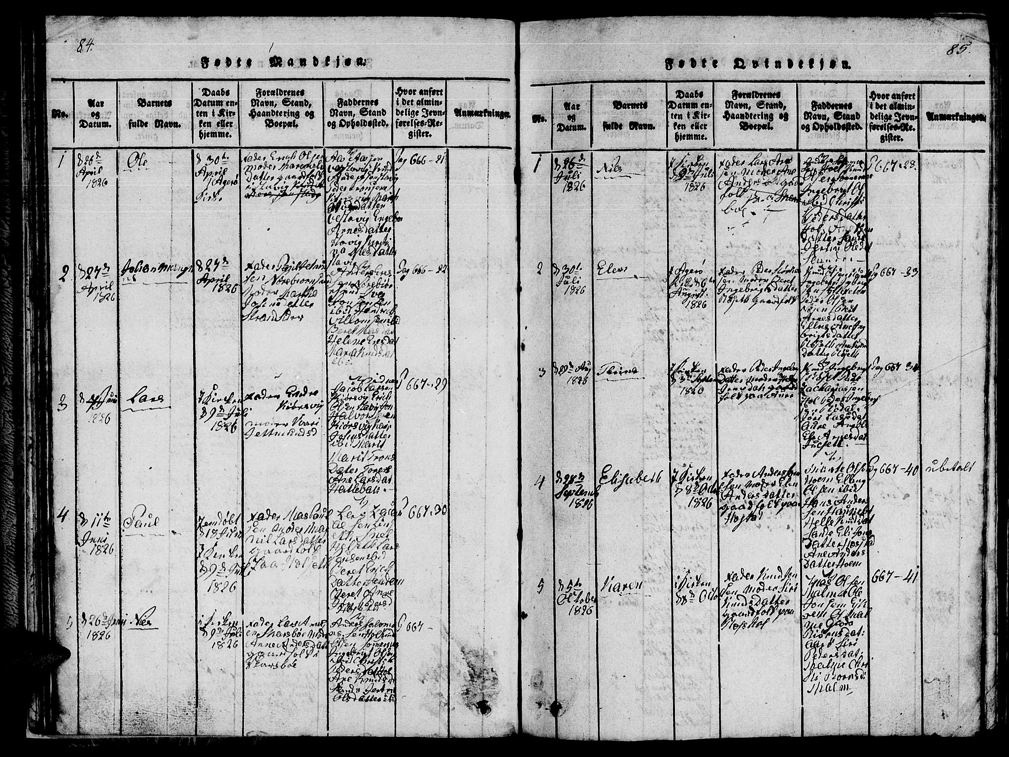 Ministerialprotokoller, klokkerbøker og fødselsregistre - Møre og Romsdal, AV/SAT-A-1454/565/L0752: Klokkerbok nr. 565C01, 1817-1844, s. 84-85