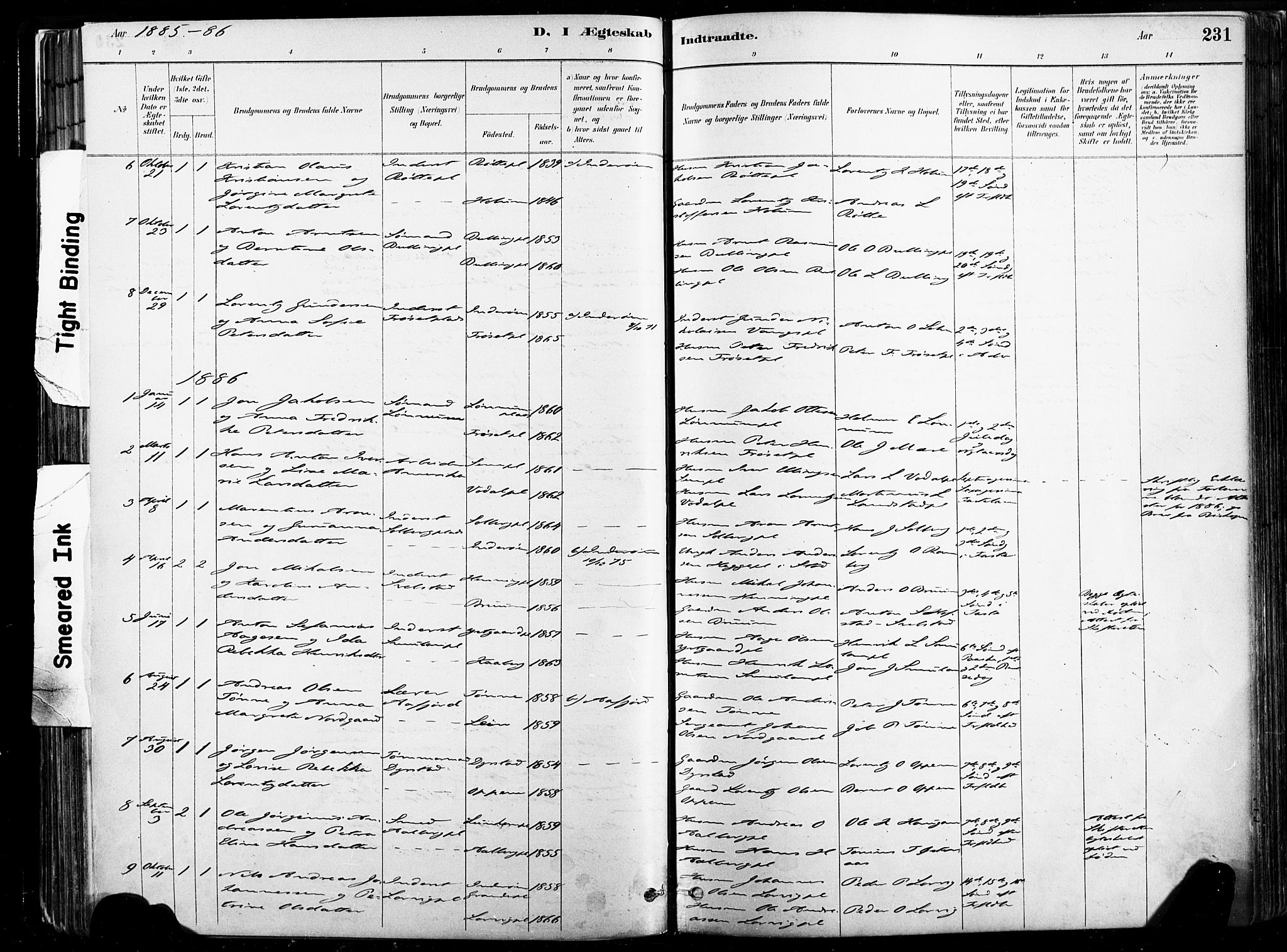 Ministerialprotokoller, klokkerbøker og fødselsregistre - Nord-Trøndelag, SAT/A-1458/735/L0351: Ministerialbok nr. 735A10, 1884-1908, s. 231
