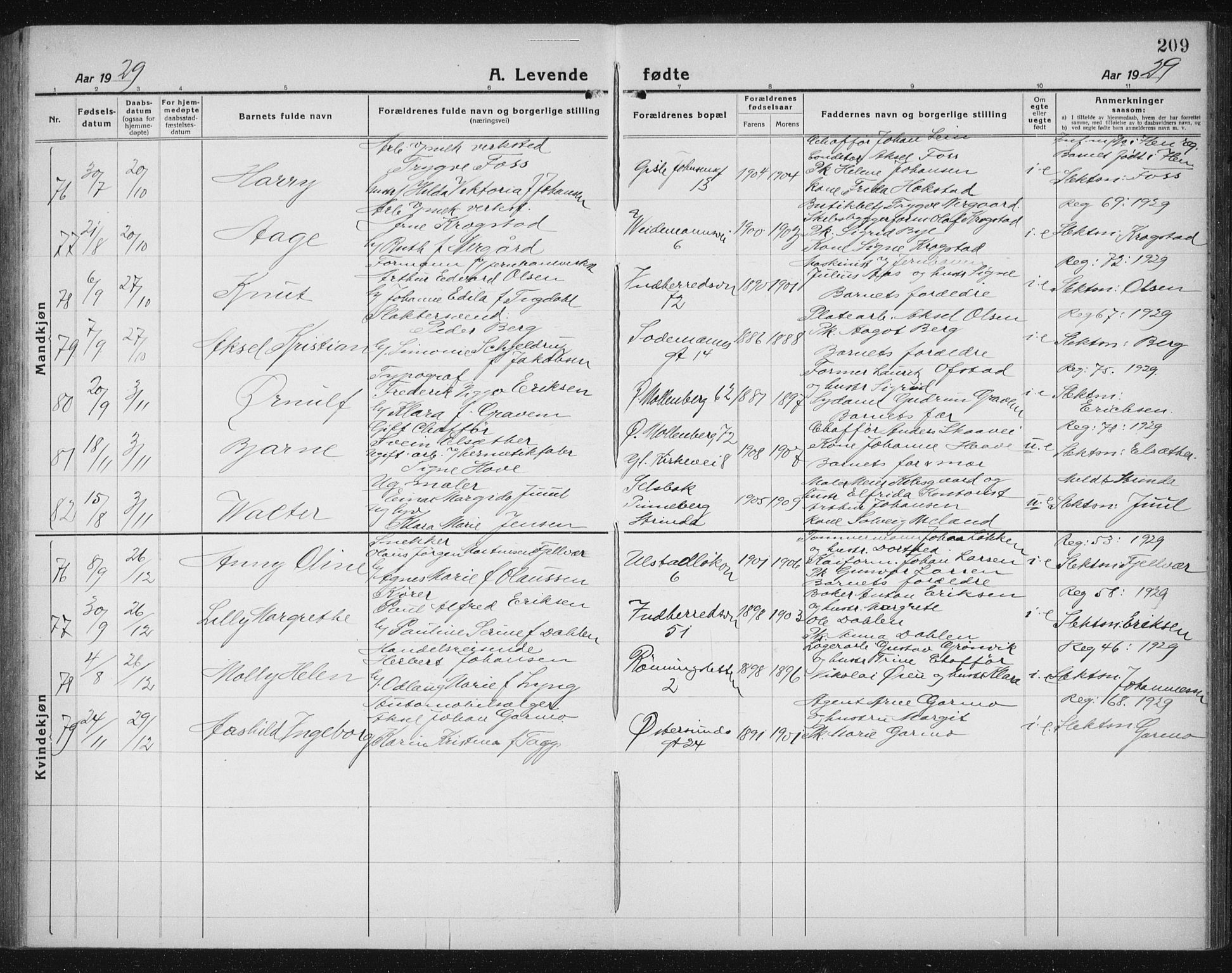 Ministerialprotokoller, klokkerbøker og fødselsregistre - Sør-Trøndelag, AV/SAT-A-1456/605/L0259: Klokkerbok nr. 605C06, 1920-1937, s. 209