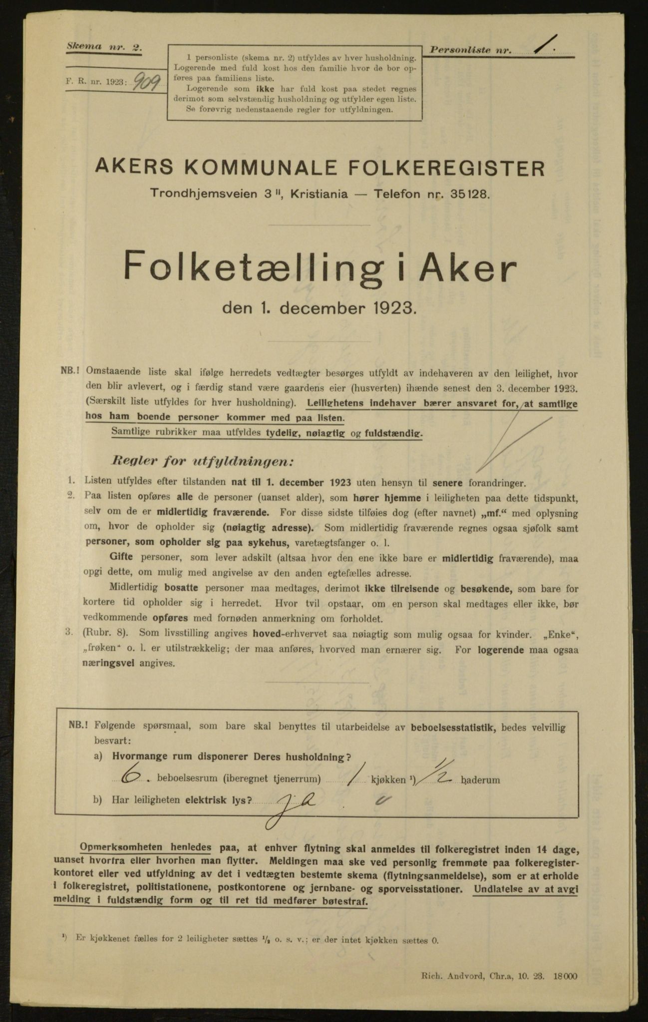 , Kommunal folketelling 1.12.1923 for Aker, 1923, s. 5652