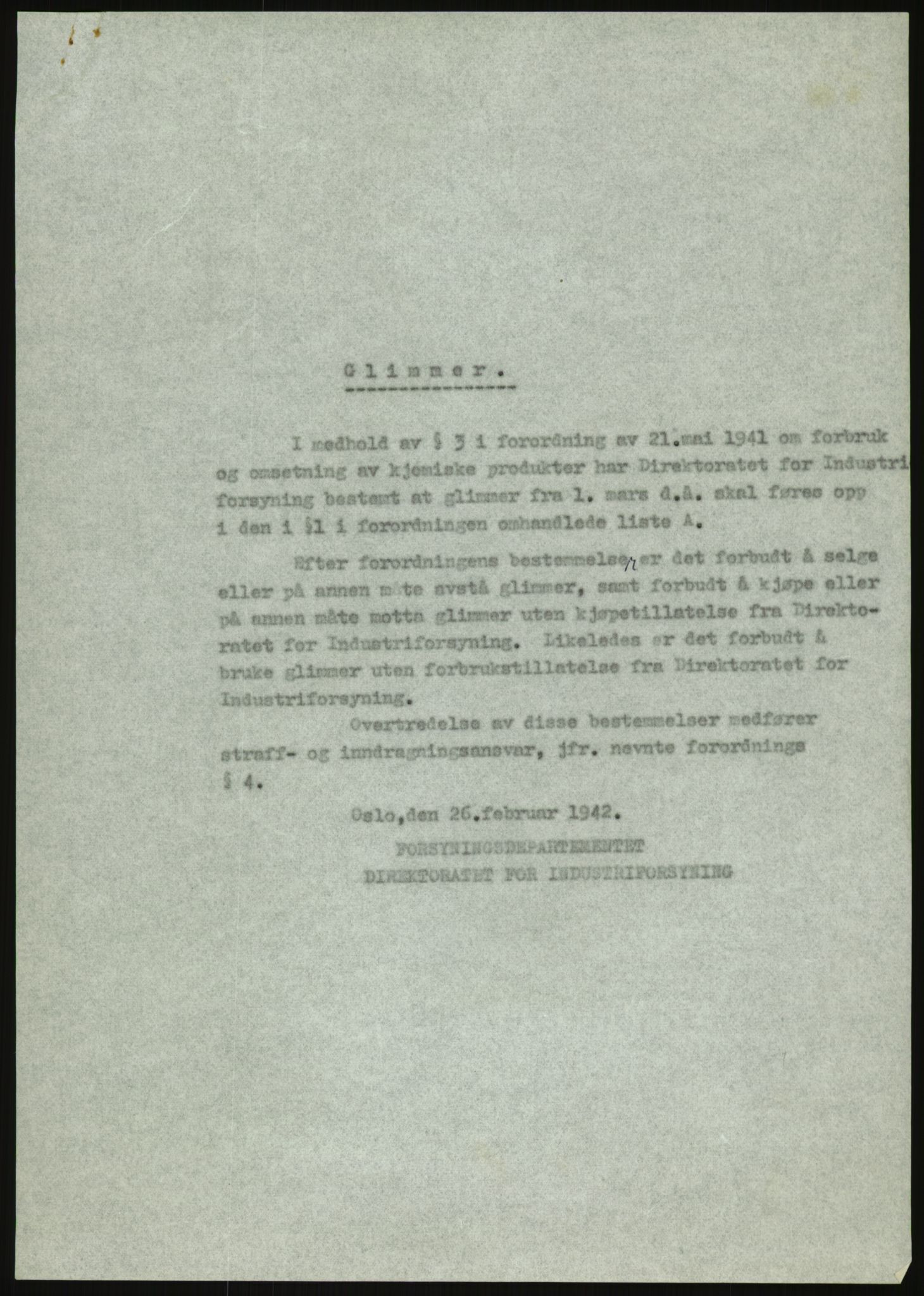 Direktoratet for industriforsyning, Sekretariatet, AV/RA-S-4153/D/Df/L0054: 9. Metallkontoret, 1940-1945, s. 1505