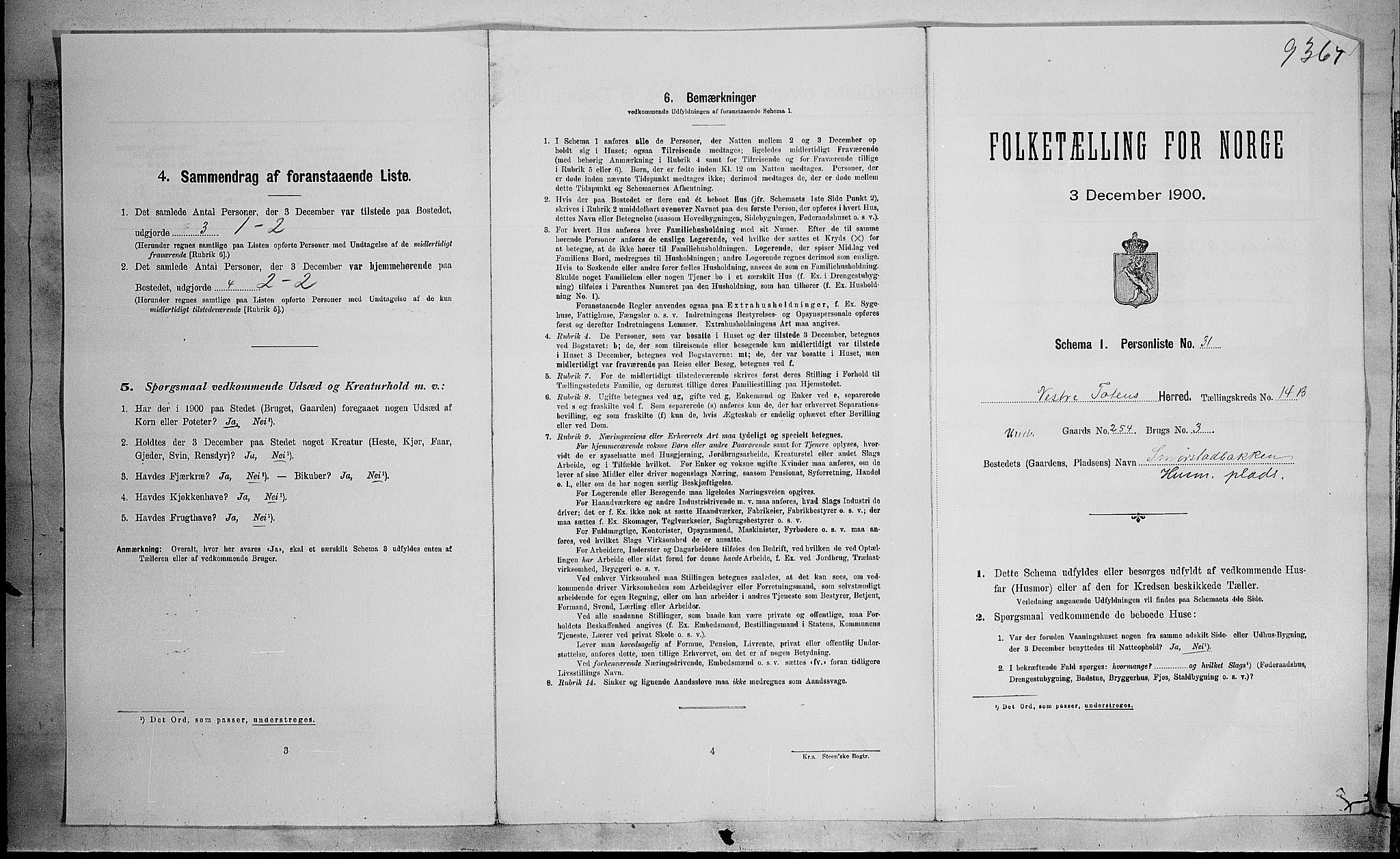 SAH, Folketelling 1900 for 0529 Vestre Toten herred, 1900, s. 2575