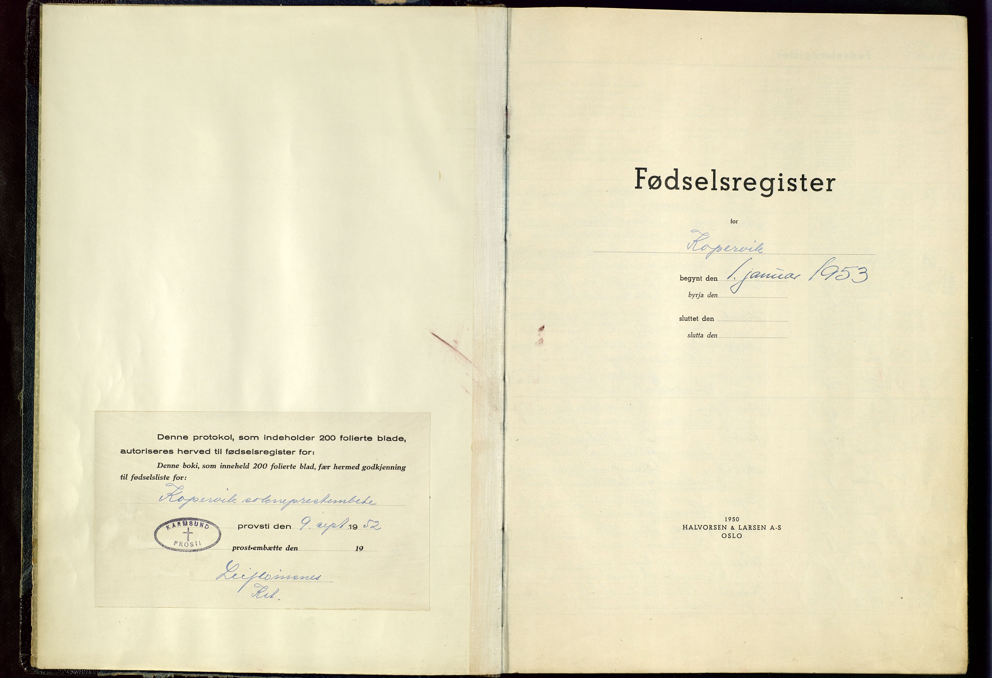 Kopervik sokneprestkontor, SAST/A-101850/I/Id/L0002: Fødselsregister nr. 2, 1953-1972