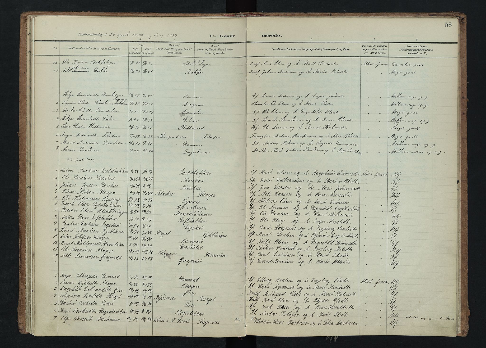 Nord-Aurdal prestekontor, SAH/PREST-132/H/Ha/Haa/L0015: Ministerialbok nr. 15, 1896-1914, s. 58