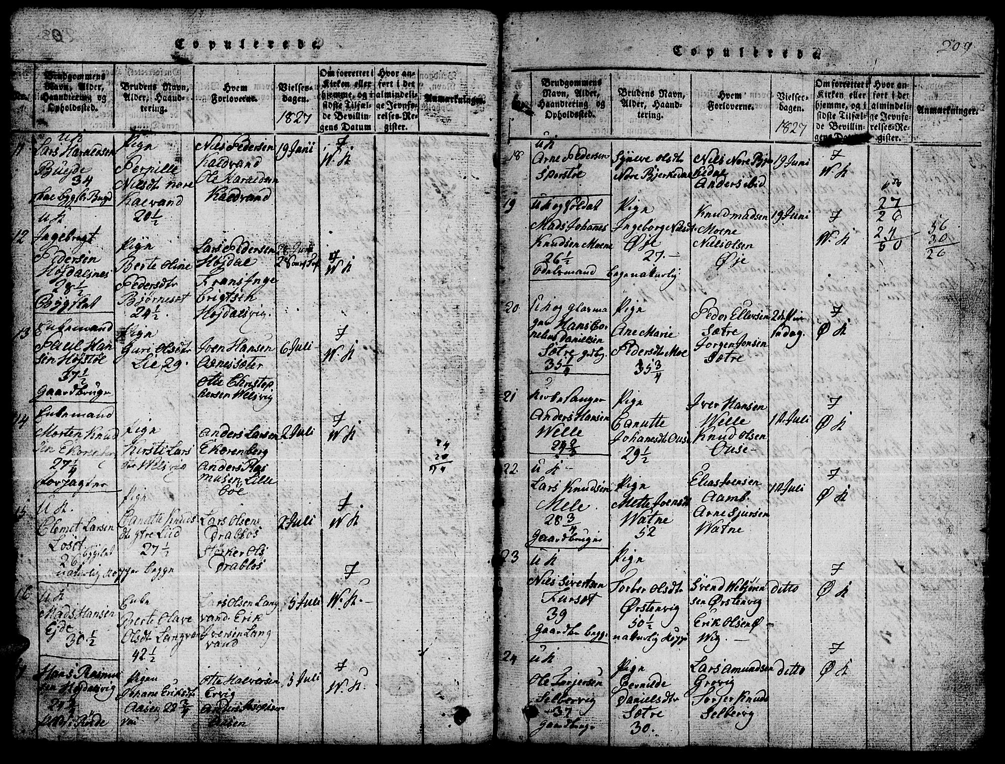 Ministerialprotokoller, klokkerbøker og fødselsregistre - Møre og Romsdal, AV/SAT-A-1454/511/L0155: Klokkerbok nr. 511C01, 1817-1829, s. 209