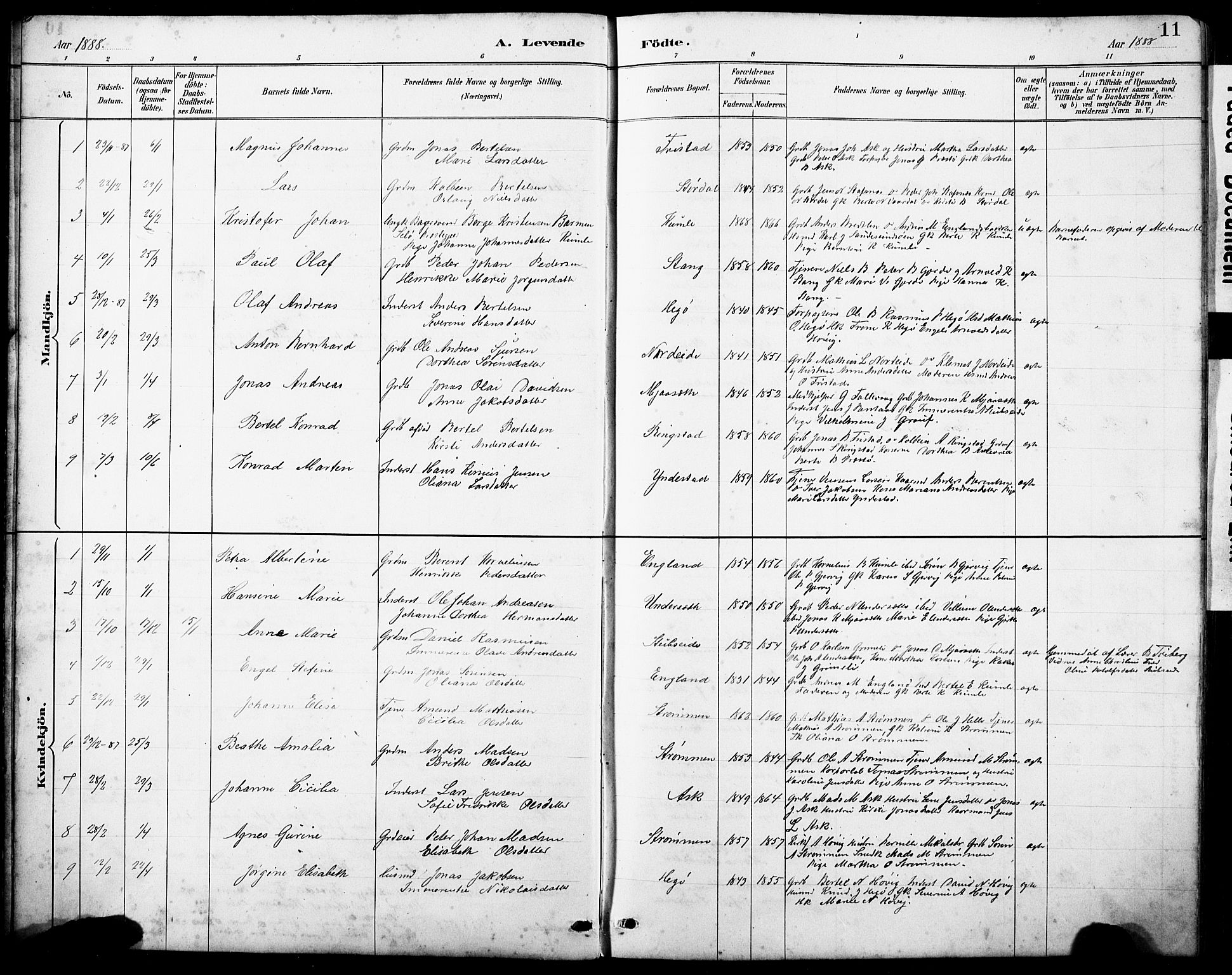 Askvoll sokneprestembete, AV/SAB-A-79501/H/Hab/Haba/L0003: Klokkerbok nr. A 3, 1886-1928, s. 11