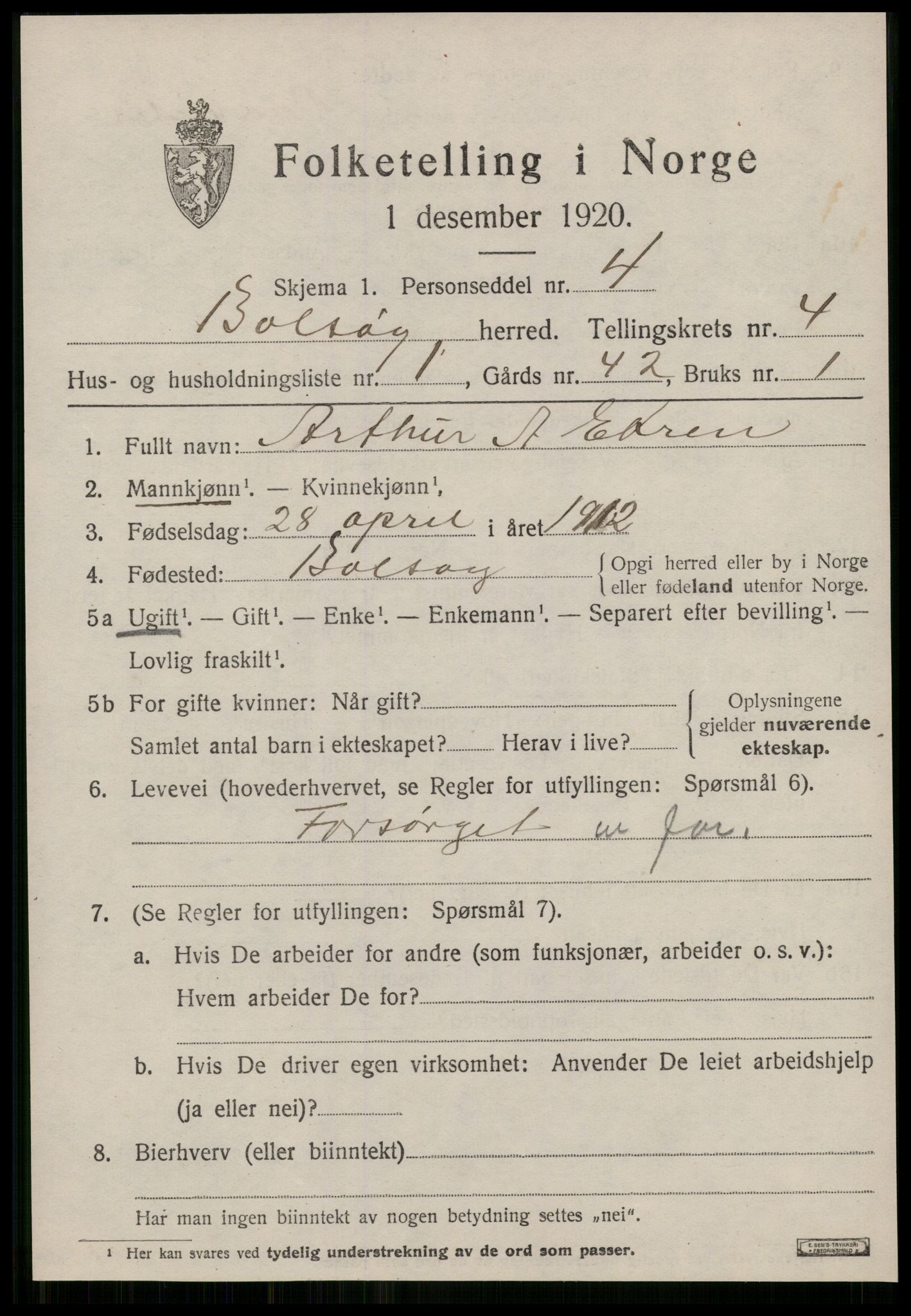 SAT, Folketelling 1920 for 1544 Bolsøy herred, 1920, s. 6561