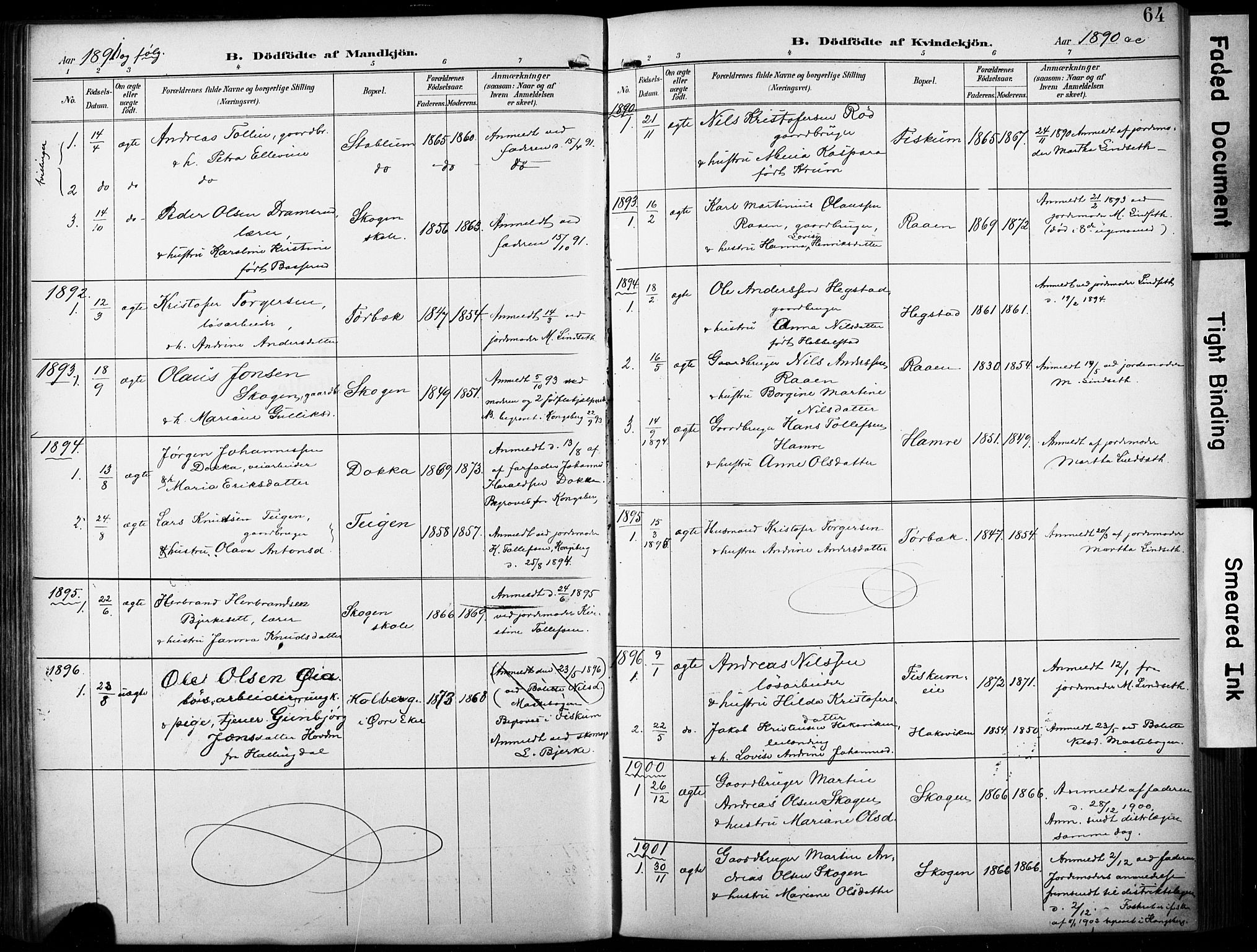 Fiskum kirkebøker, AV/SAKO-A-15/F/Fa/L0003: Ministerialbok nr. 3, 1890-1905, s. 64