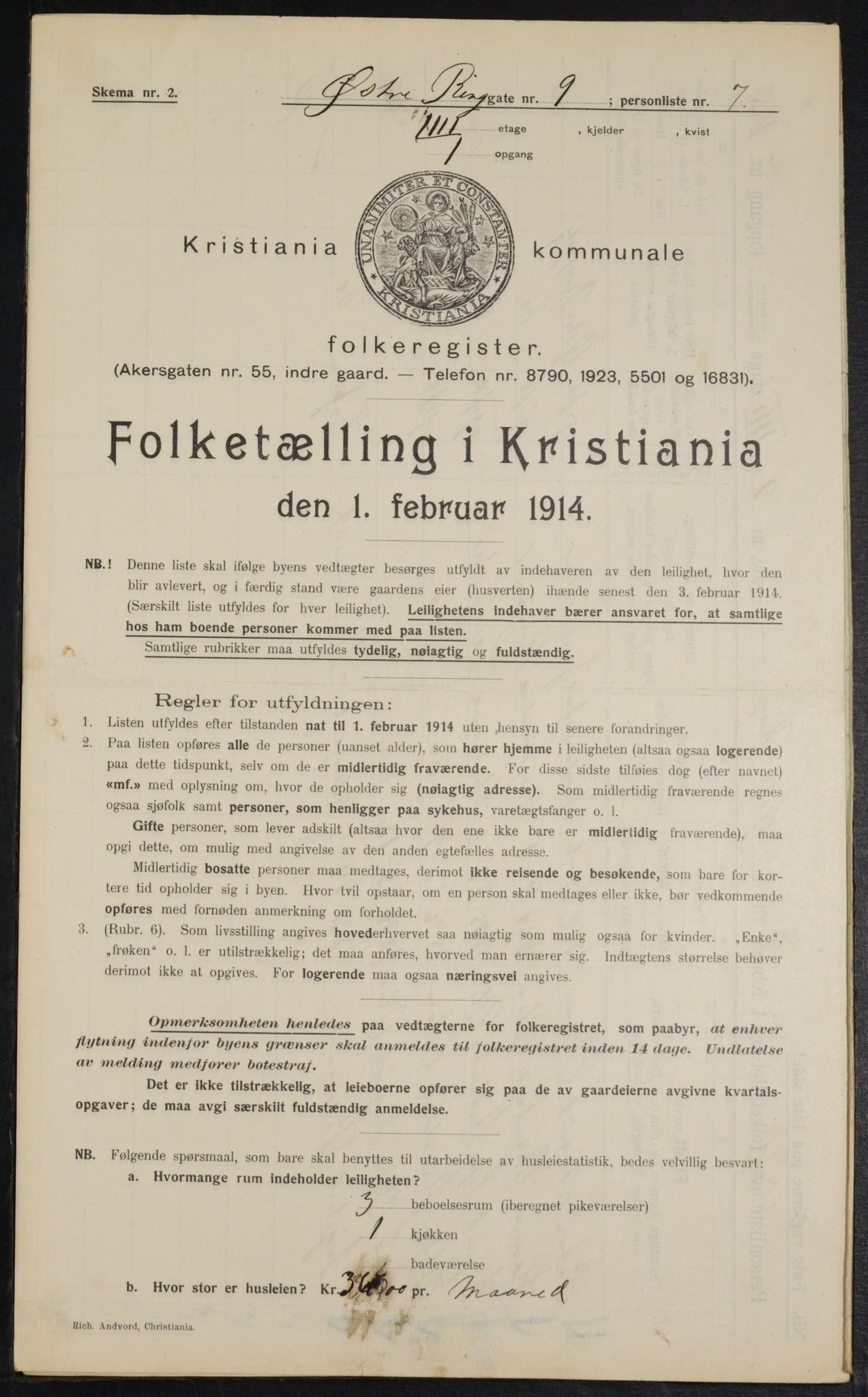 OBA, Kommunal folketelling 1.2.1914 for Kristiania, 1914, s. 130502
