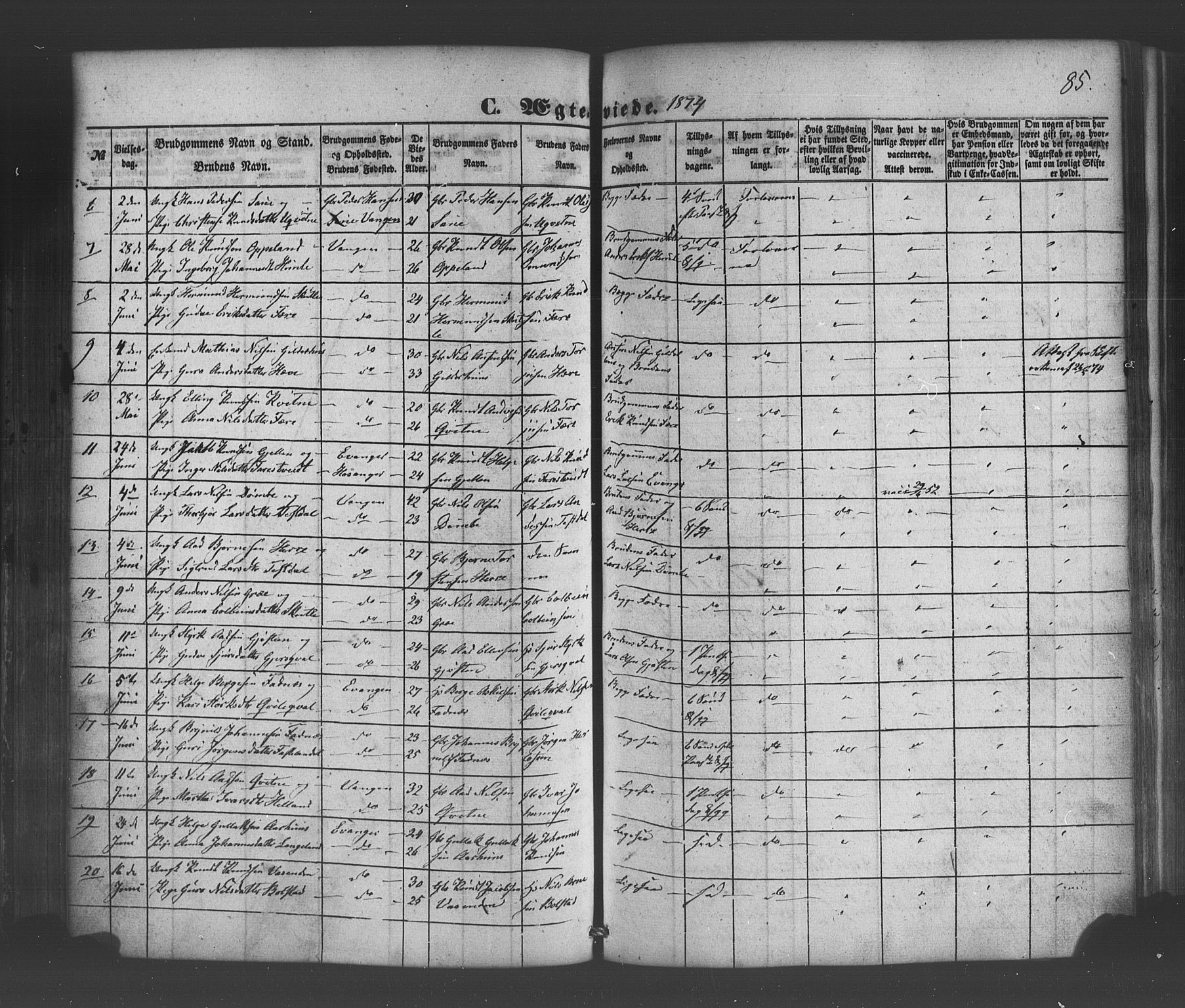 Voss sokneprestembete, AV/SAB-A-79001/H/Haa: Ministerialbok nr. A 19, 1851-1886, s. 85