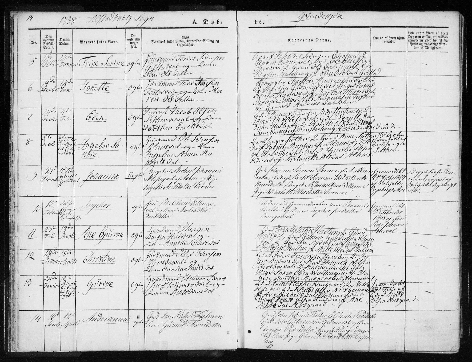 Ministerialprotokoller, klokkerbøker og fødselsregistre - Nord-Trøndelag, SAT/A-1458/717/L0154: Ministerialbok nr. 717A06 /1, 1836-1849, s. 17