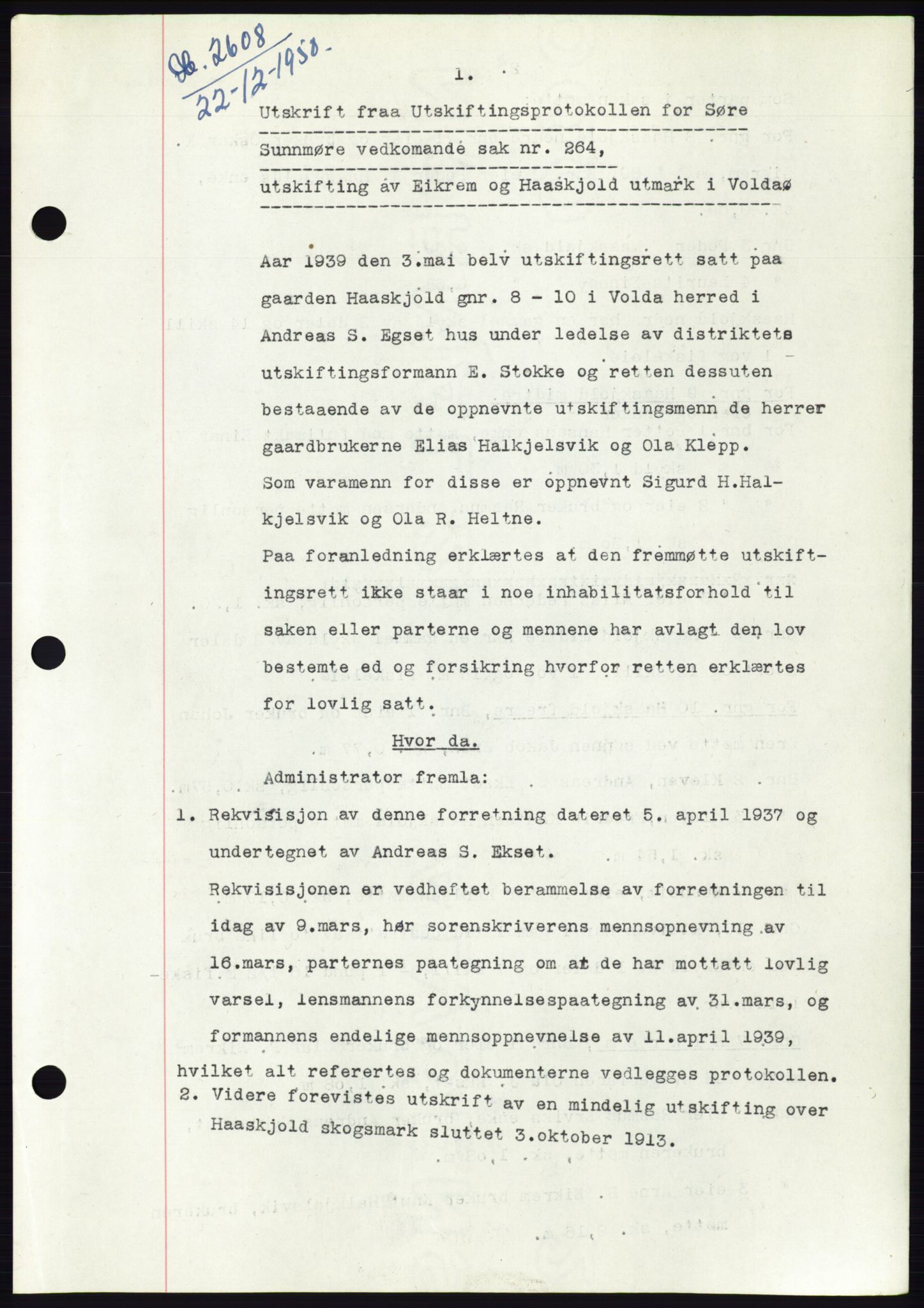 Søre Sunnmøre sorenskriveri, SAT/A-4122/1/2/2C/L0088: Pantebok nr. 14A, 1950-1951, Dagboknr: 2608/1950