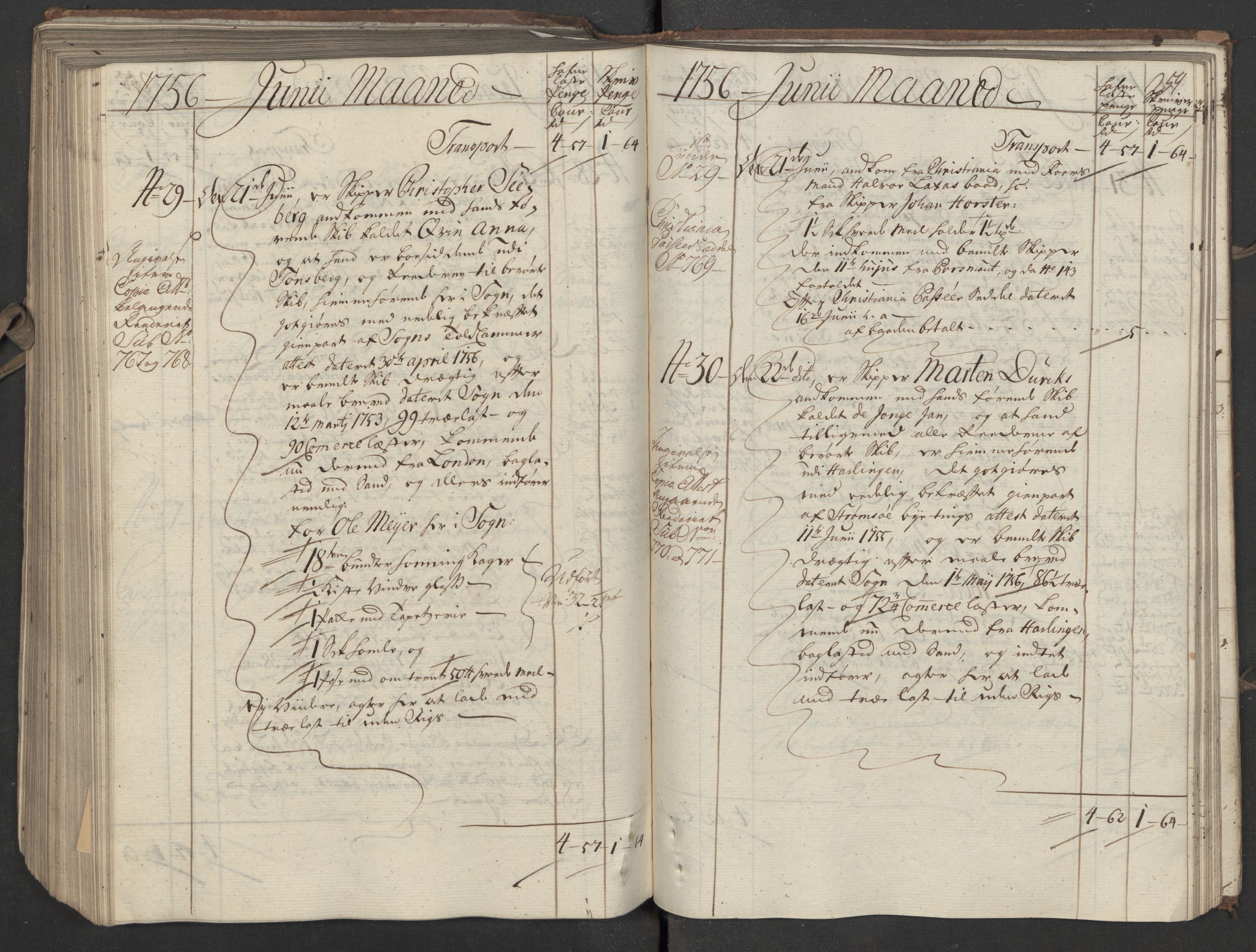 Generaltollkammeret, tollregnskaper, AV/RA-EA-5490/R05/L0026/0001: Tollregnskaper Moss, Son, Krokstad / Inngående hovedtollbok, 1756, s. 259