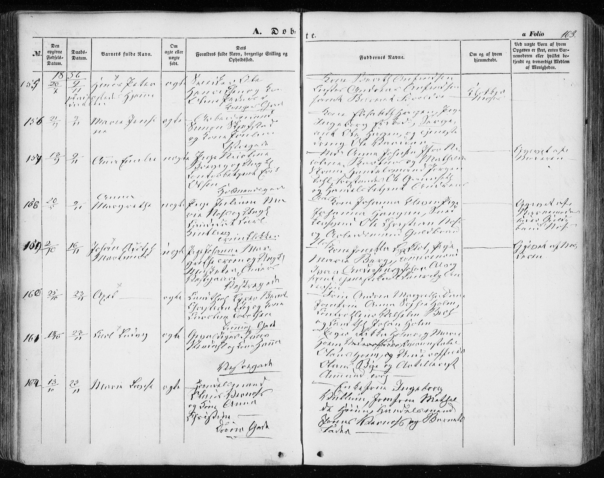 Ministerialprotokoller, klokkerbøker og fødselsregistre - Sør-Trøndelag, SAT/A-1456/601/L0051: Ministerialbok nr. 601A19, 1848-1857, s. 163