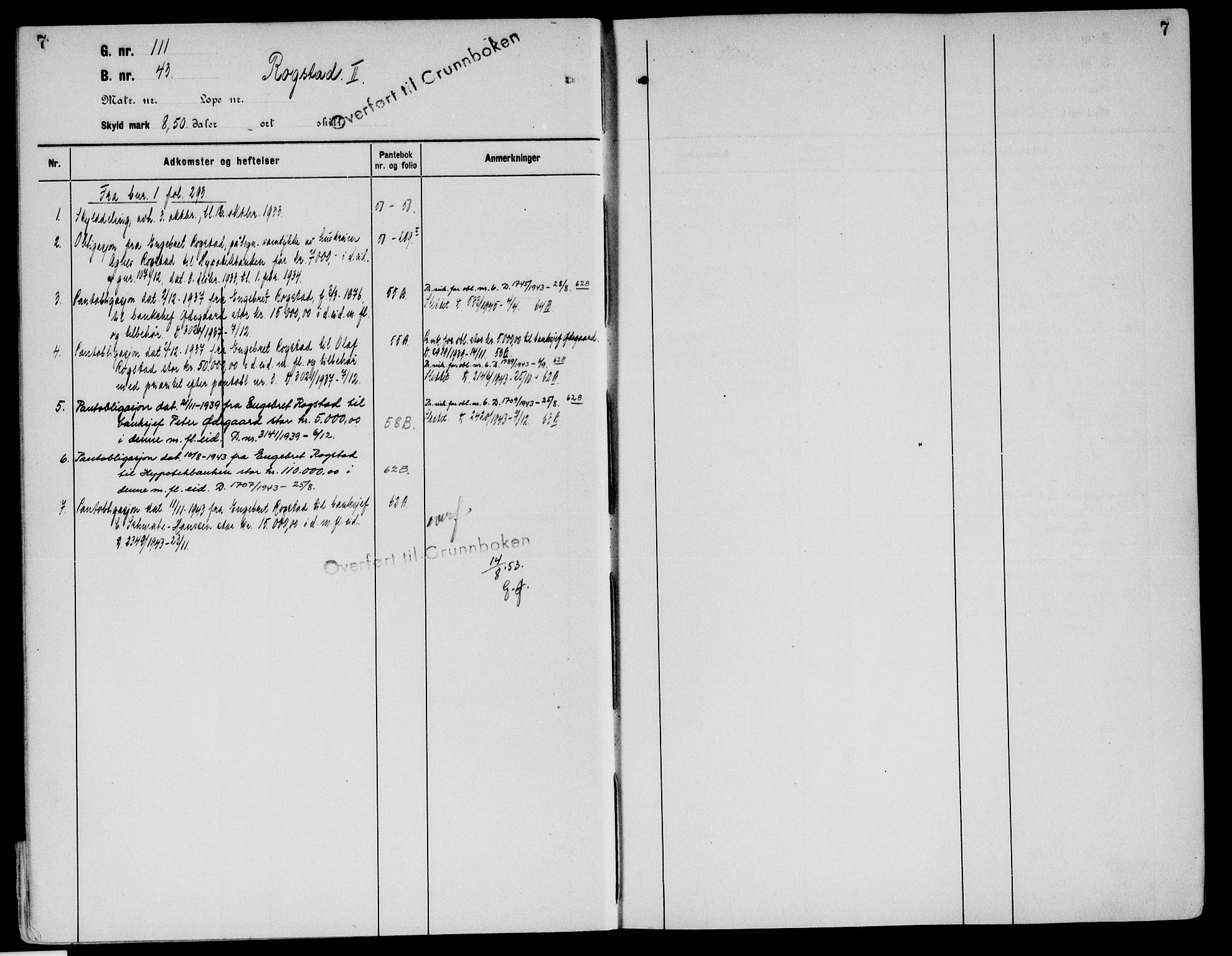 Sør-Østerdal sorenskriveri, SAH/TING-018/H/Ha/Haa/L0030: Panteregister nr. 12, 1922-1954, s. 7