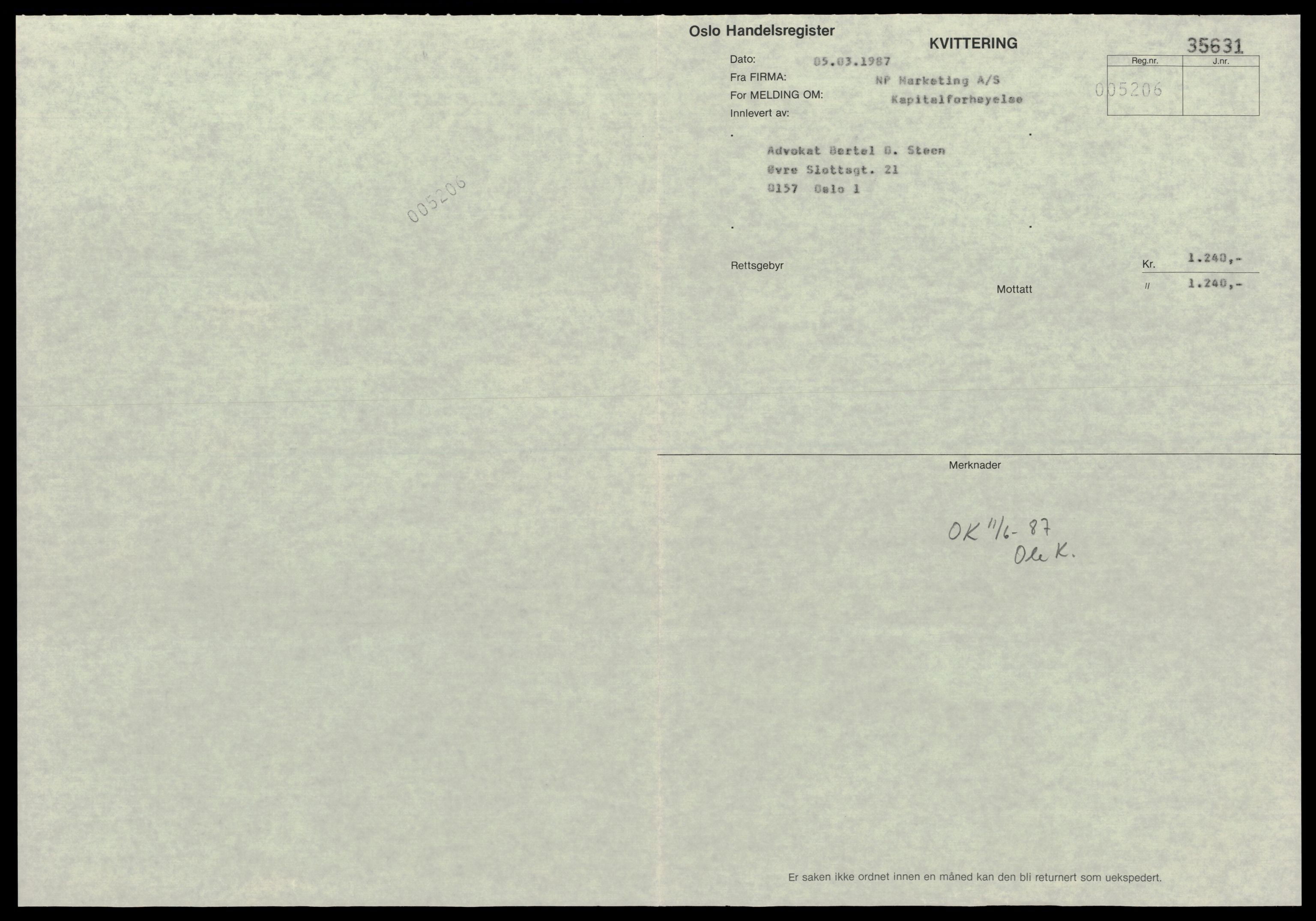 Oslo byfogd, Handelsregisteret, SAT/A-10867/G/Gc/Gca/L0599: Ikke konverterte foretak, Npm-Nyb, 1890-1990, s. 1