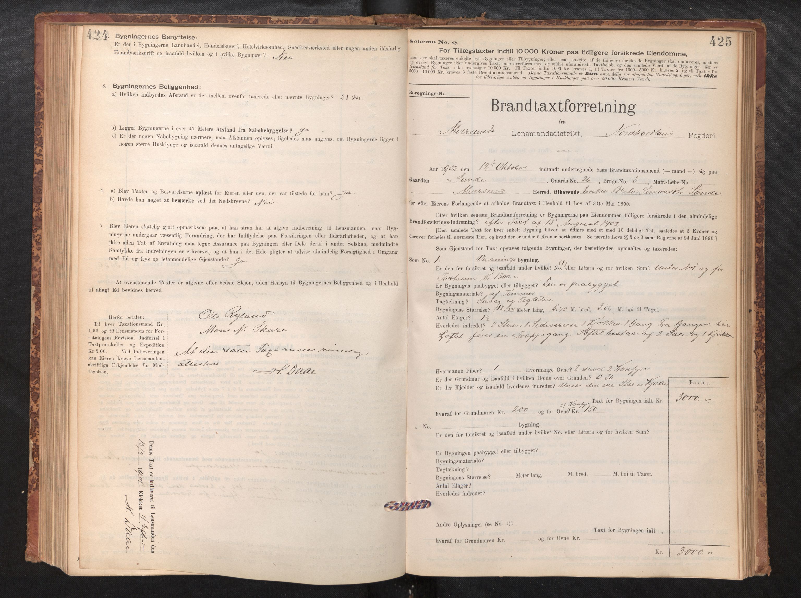 Lensmannen i Alversund, SAB/A-30701/0012/L0004: Branntakstprotokoll, skjematakst, 1894-1953, s. 424-425