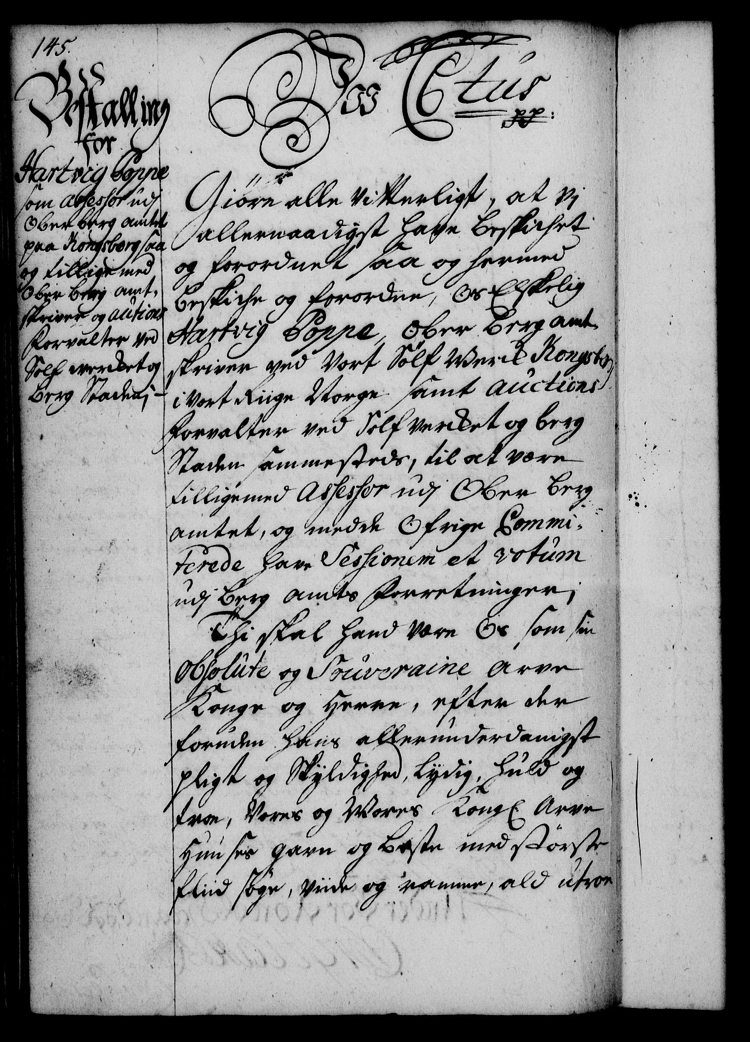 Rentekammeret, Kammerkanselliet, RA/EA-3111/G/Gg/Gge/L0002: Norsk bestallingsprotokoll med register (merket RK 53.26), 1730-1744, s. 145