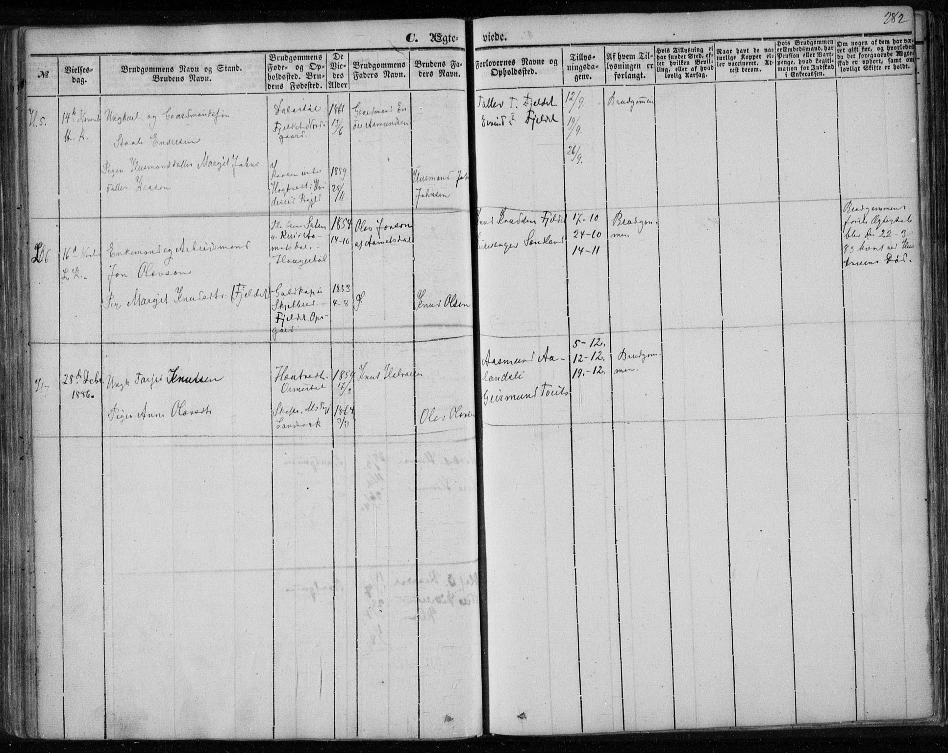 Lårdal kirkebøker, AV/SAKO-A-284/F/Fa/L0006: Ministerialbok nr. I 6, 1861-1886, s. 282