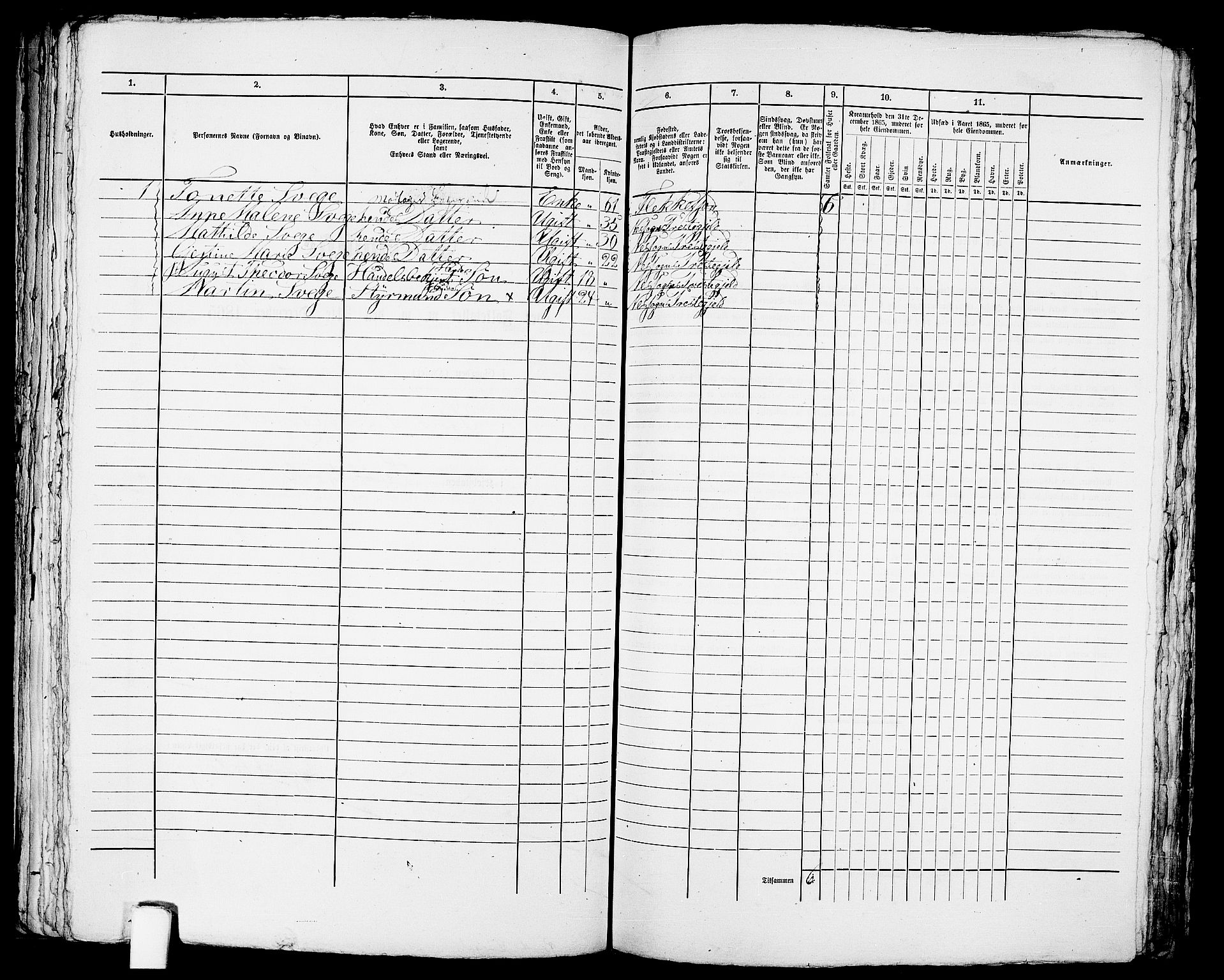 RA, Folketelling 1865 for 1004B Flekkefjord prestegjeld, Flekkefjord kjøpstad, 1865, s. 289