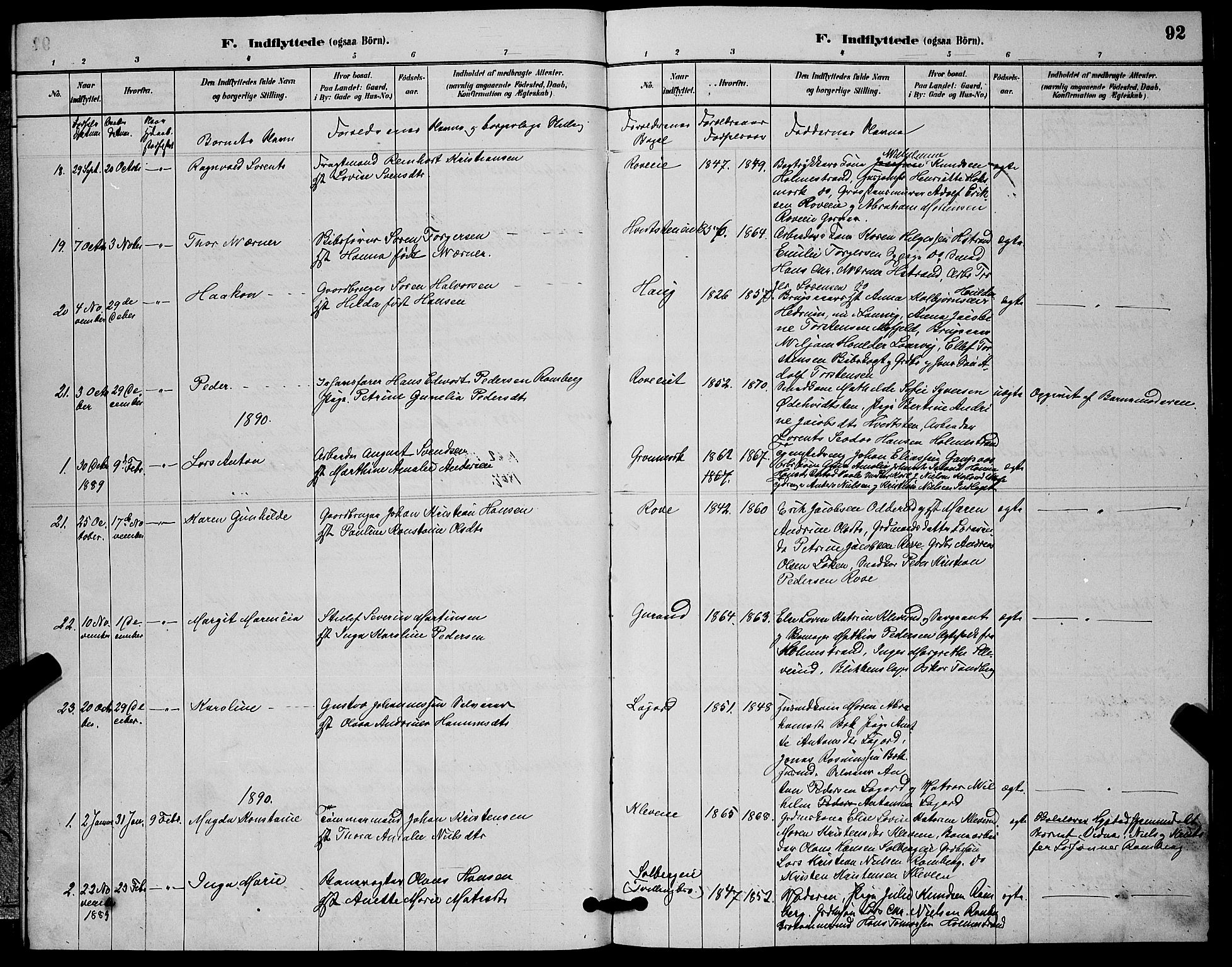 Botne kirkebøker, AV/SAKO-A-340/G/Ga/L0003: Klokkerbok nr. I 3, 1878-1898, s. 92