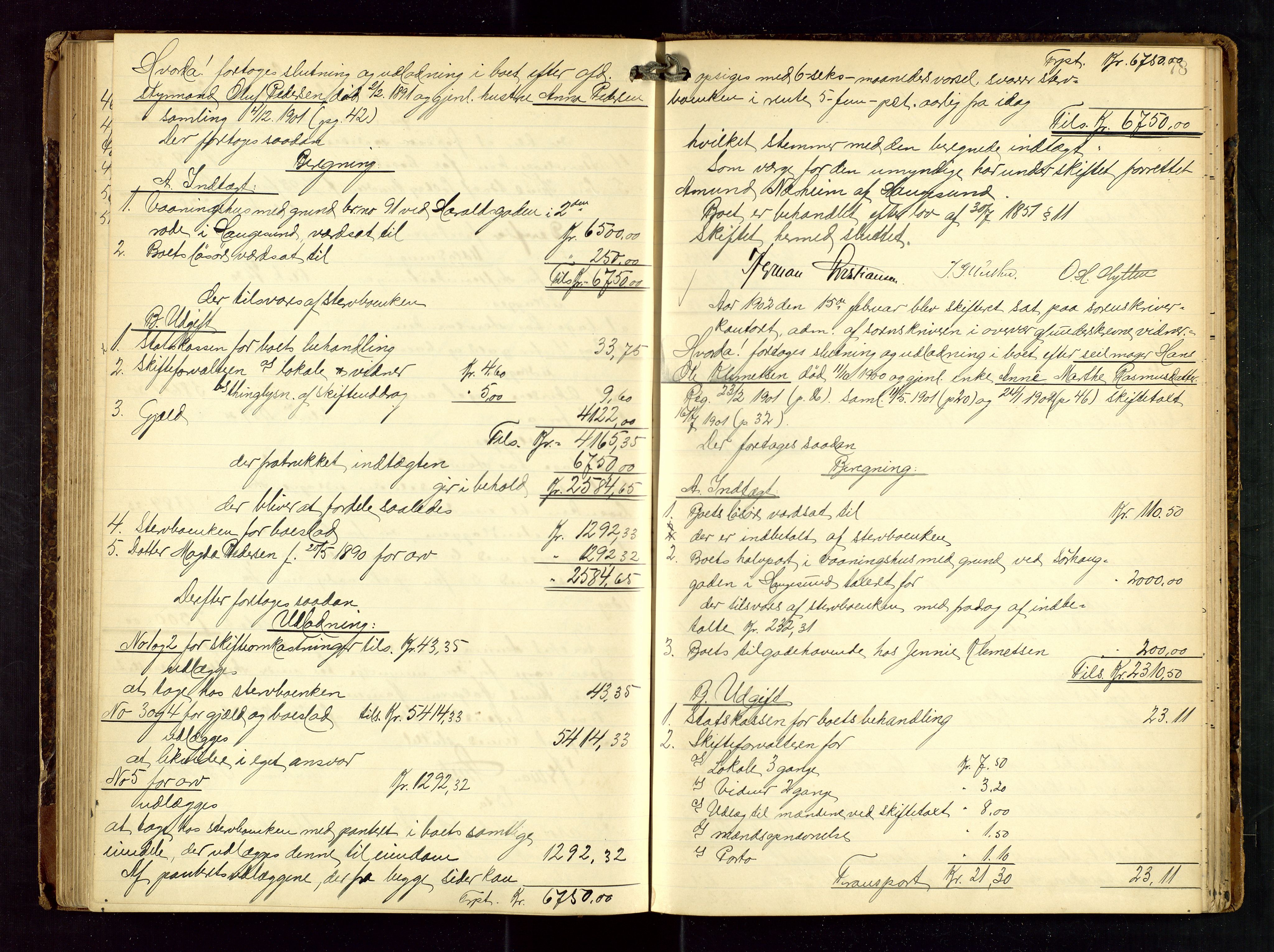 Haugesund tingrett, AV/SAST-A-101415/01/IV/IVD/L0001: Skifteutlodningsprotokoll, med register, 1897-1904, s. 77b-78a