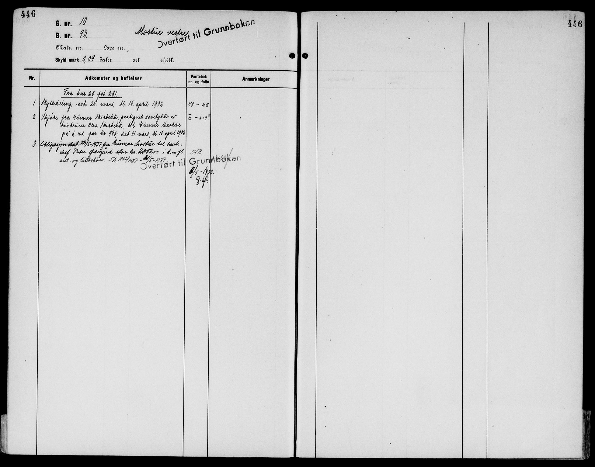 Sør-Østerdal sorenskriveri, AV/SAH-TING-018/H/Ha/Haa/L0019: Panteregister nr. 1, 1922-1954, s. 446