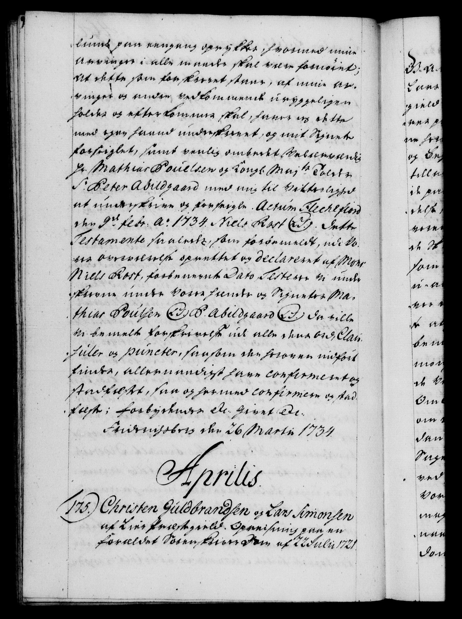 Danske Kanselli 1572-1799, RA/EA-3023/F/Fc/Fca/Fcaa/L0028: Norske registre, 1733-1734, s. 464b