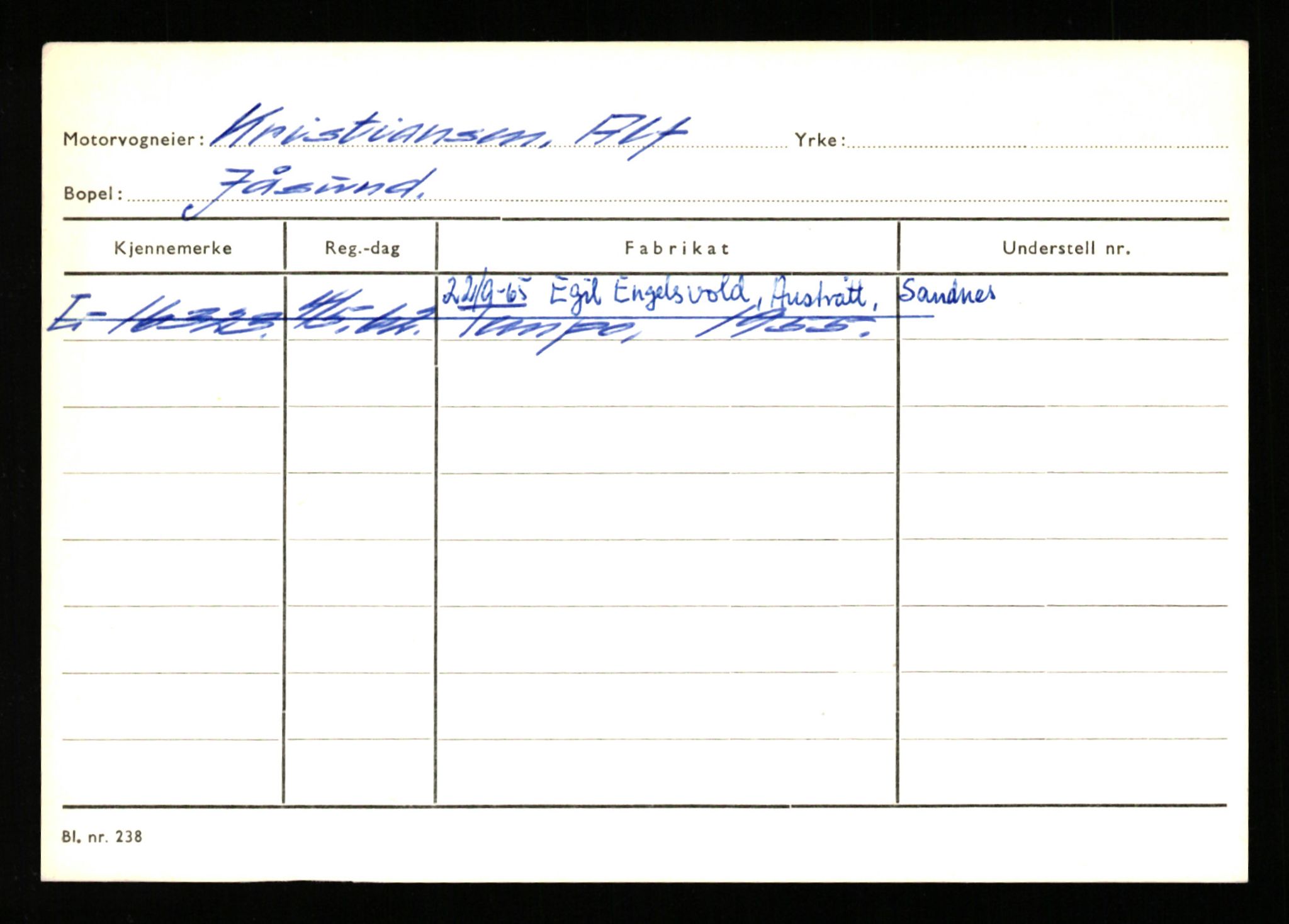 Stavanger trafikkstasjon, SAST/A-101942/0/H/L0021: Kristiania - Landsnes, 1930-1971, s. 7