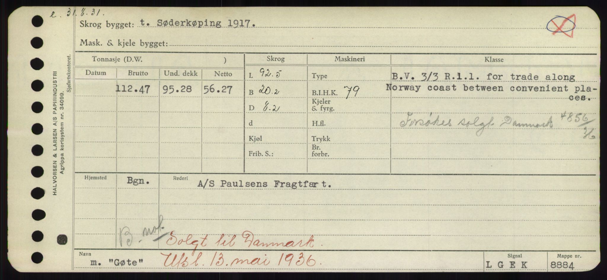 Sjøfartsdirektoratet med forløpere, Skipsmålingen, AV/RA-S-1627/H/Hd/L0013: Fartøy, Gne-Gås, s. 493