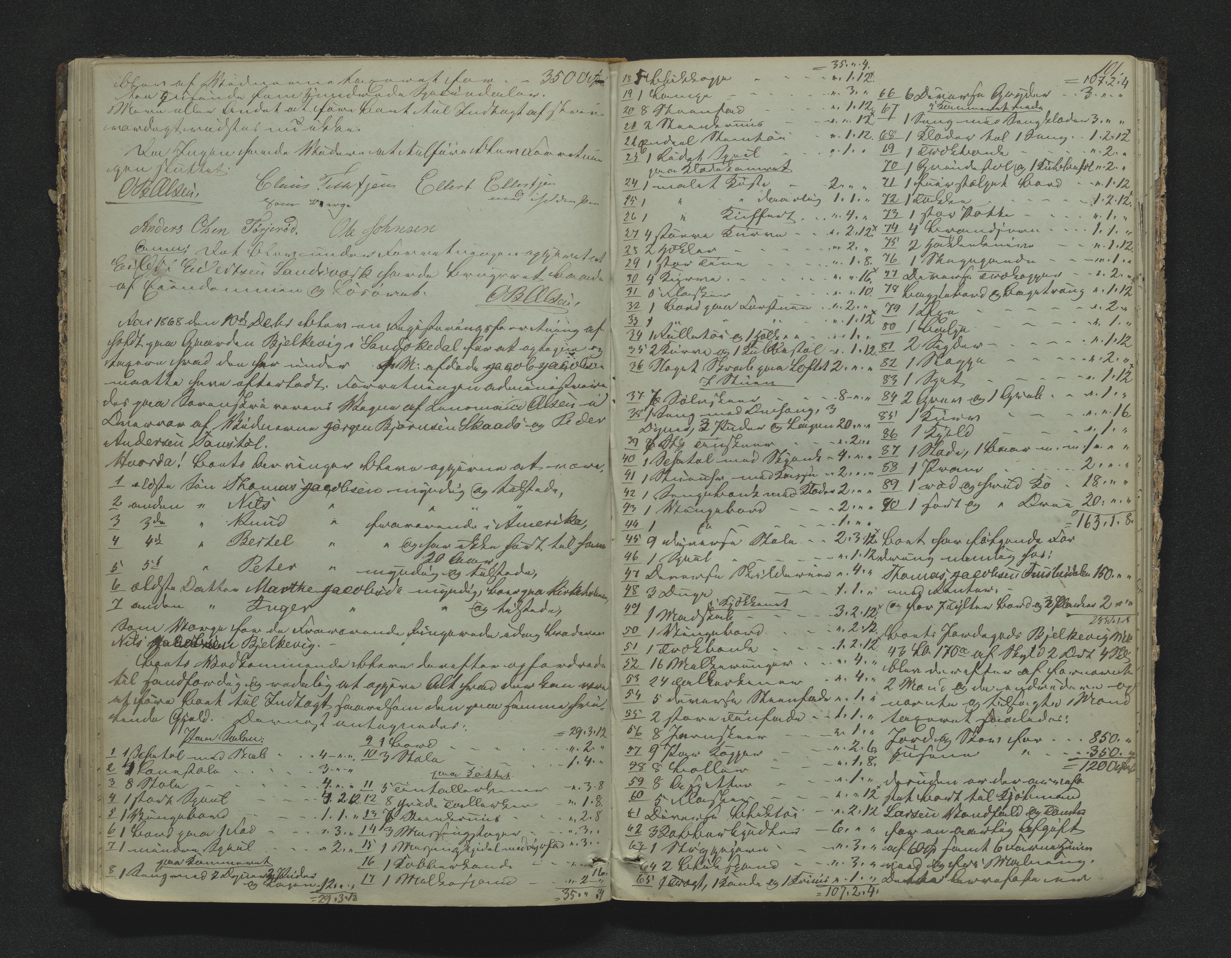 Bamble sorenskriveri, AV/SAKO-A-214/H/Hb/Hbb/Hbbd/L0001: Skifteregistreringsprotokoll, 1847-1887, s. 100-101