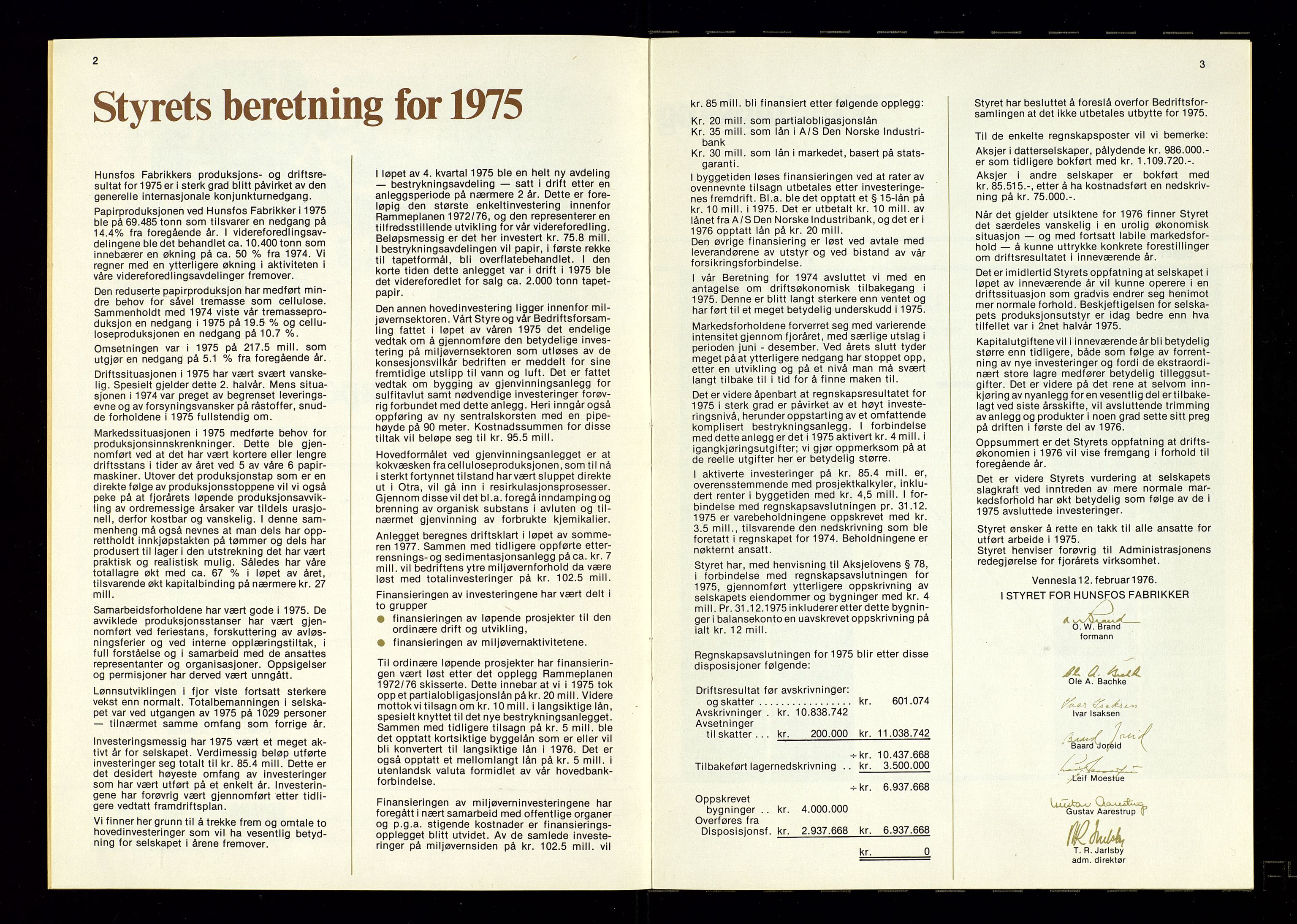 Hunsfos fabrikker, AV/SAK-D/1440/01/L0001/0003: Vedtekter, anmeldelser og årsberetninger / Årsberetninger og regnskap, 1918-1989, s. 372