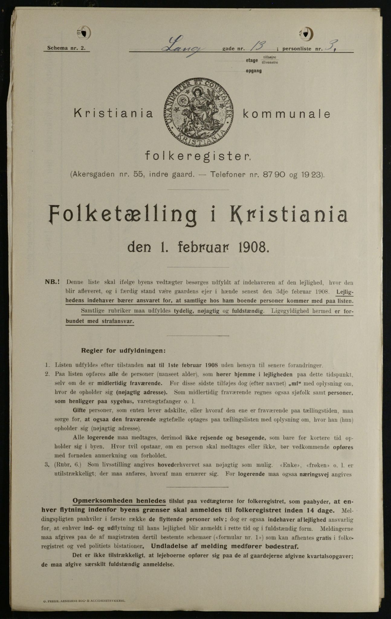 OBA, Kommunal folketelling 1.2.1908 for Kristiania kjøpstad, 1908, s. 50736