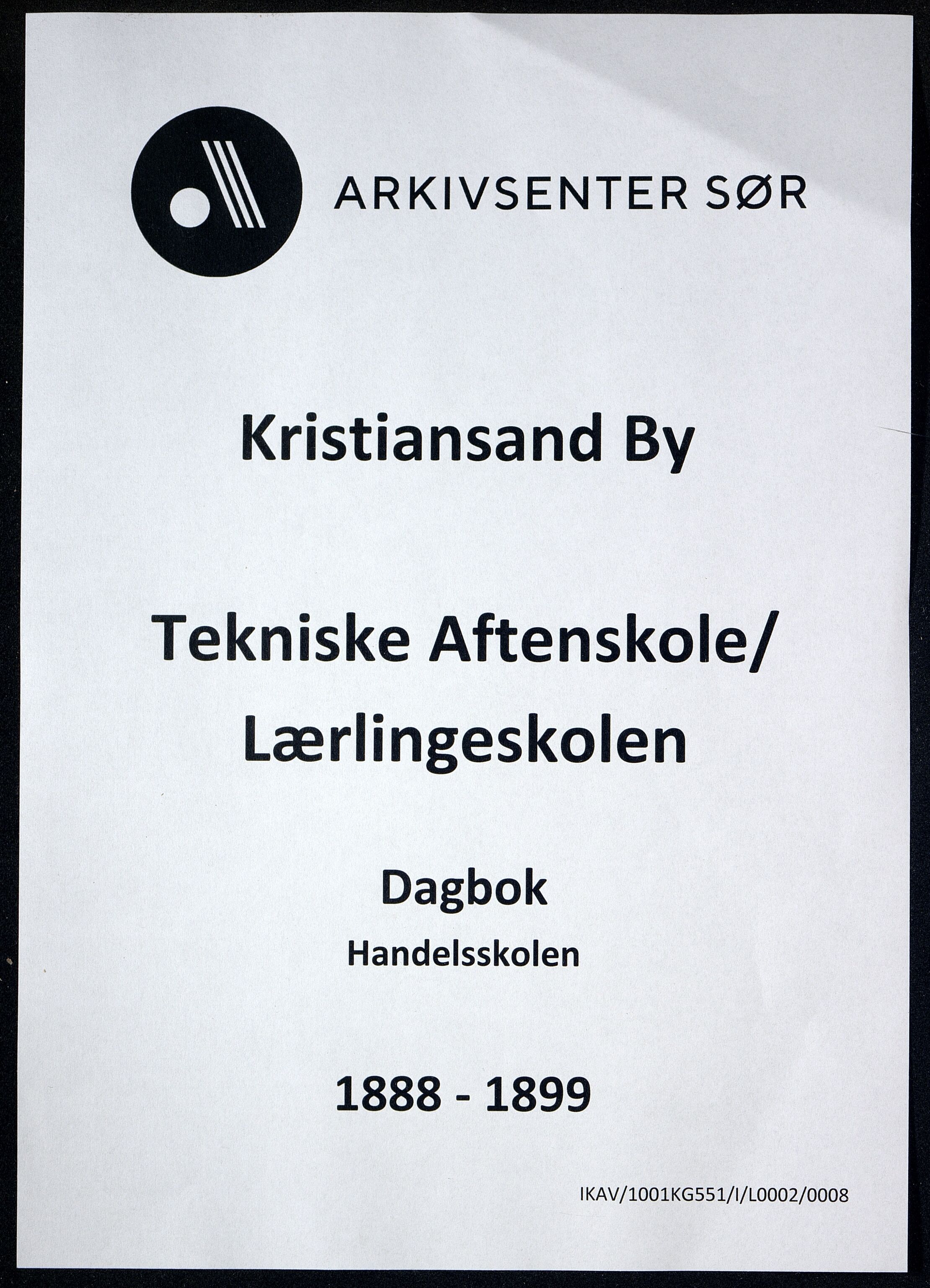 Kristiansand By - Kristiansand Tekniske Aftenskole/Lærlingeskolen, ARKSOR/1001KG551/I/L0002/0008: Dagbøker / Dagbok, handelsskolen, 1888-1899