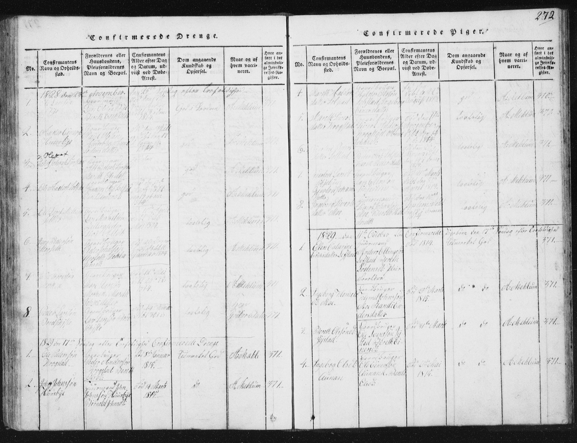 Ministerialprotokoller, klokkerbøker og fødselsregistre - Sør-Trøndelag, SAT/A-1456/665/L0770: Ministerialbok nr. 665A05, 1817-1829, s. 272