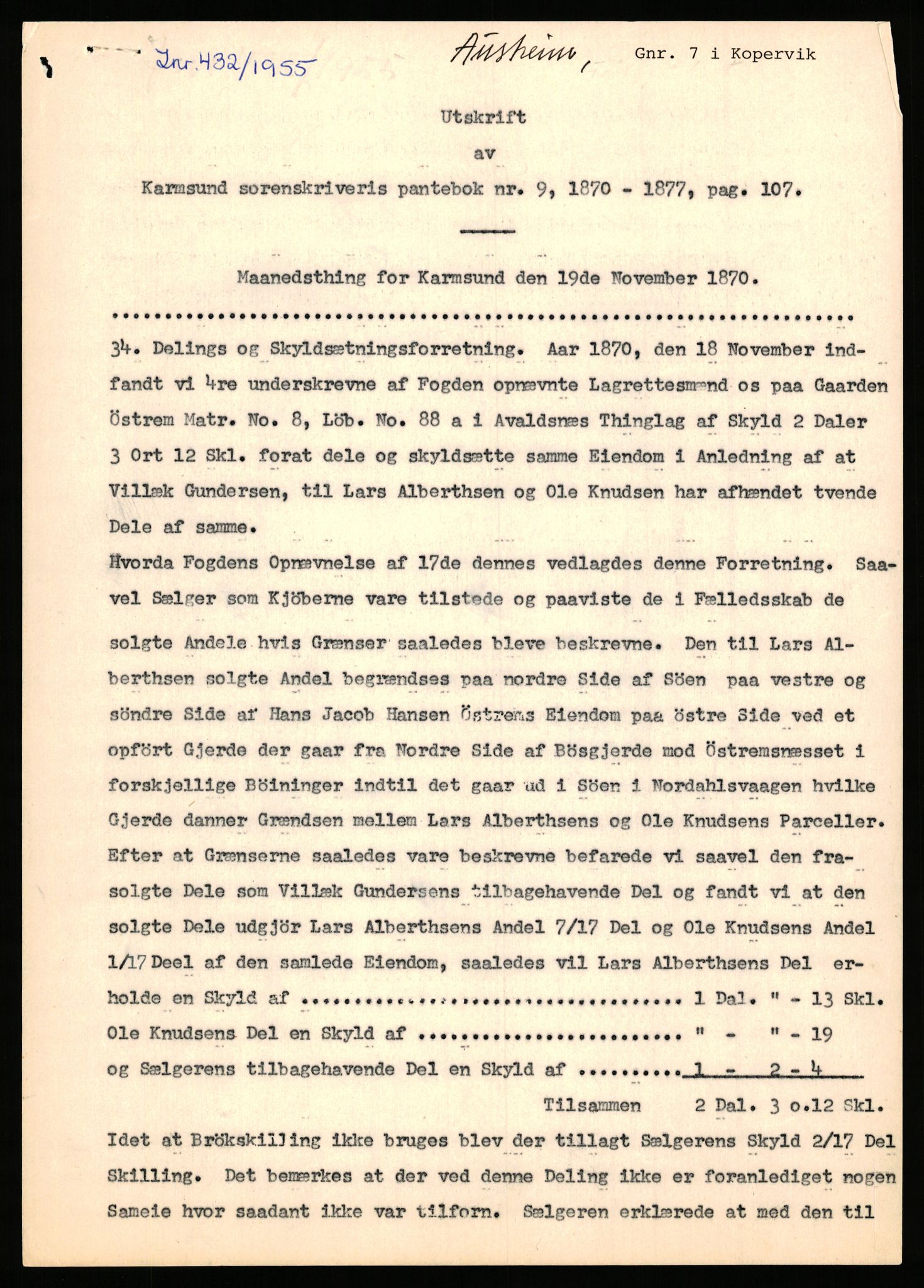 Statsarkivet i Stavanger, AV/SAST-A-101971/03/Y/Yj/L0005: Avskrifter sortert etter gårdsnavn: Austreim - Avinskei, 1750-1930, s. 36