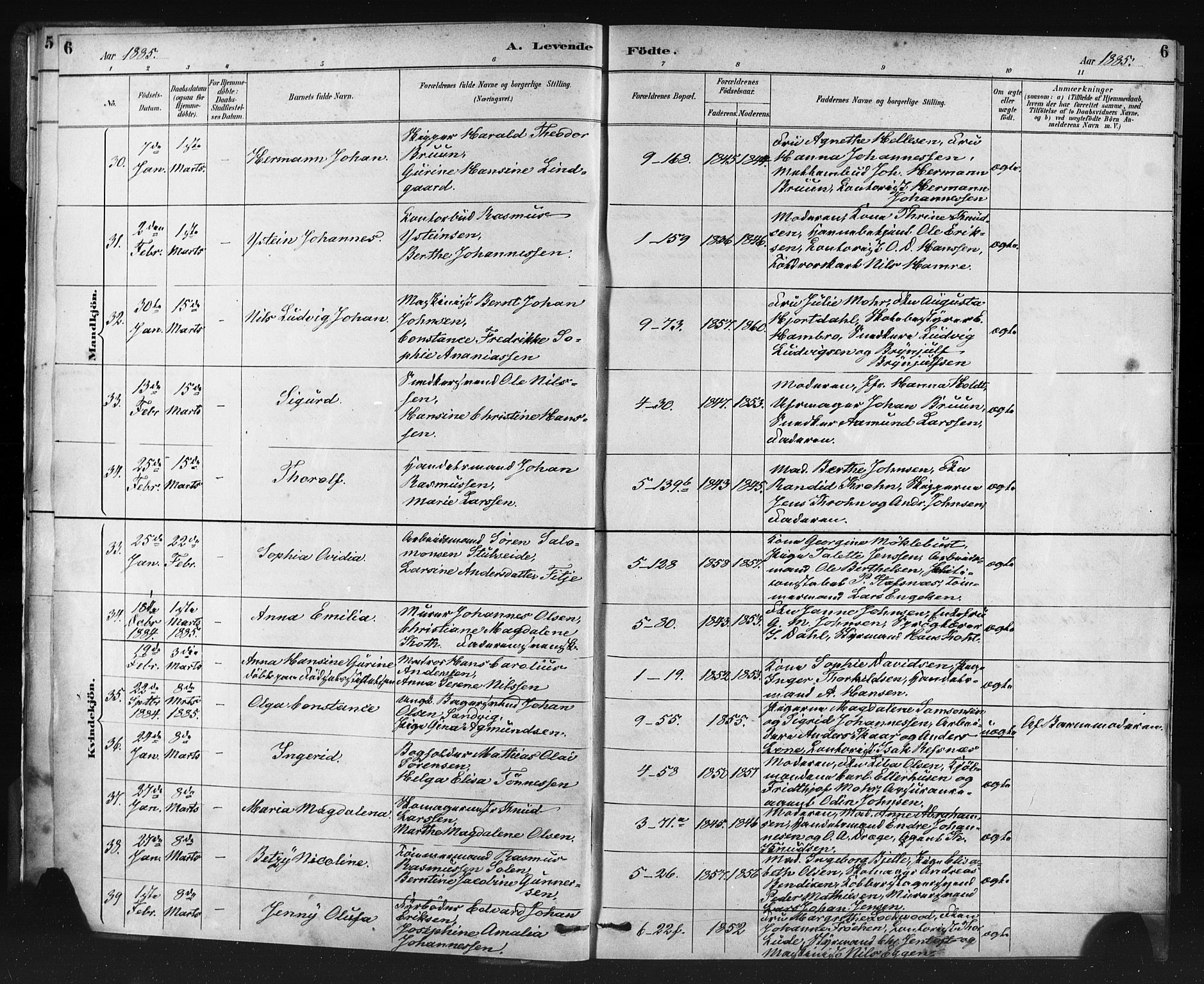 Nykirken Sokneprestembete, AV/SAB-A-77101/H/Haa: Ministerialbok nr. B 5, 1885-1894, s. 6