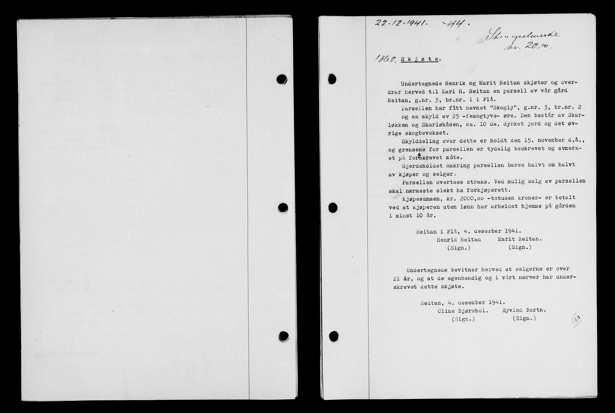 Gauldal sorenskriveri, SAT/A-0014/1/2/2C/L0054: Pantebok nr. 59, 1941-1942, Dagboknr: 1360/1941