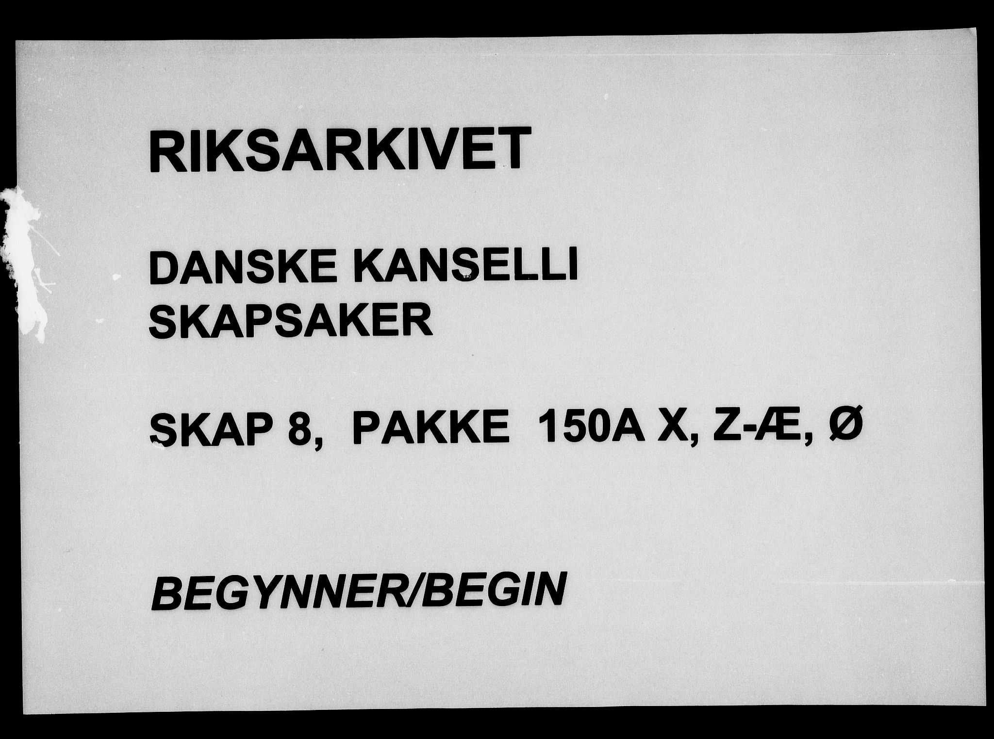 Danske Kanselli, Skapsaker, RA/EA-4061/F/L0008: Skap 8, pakke 150A, litra X-GG, 1647-1651, s. 1