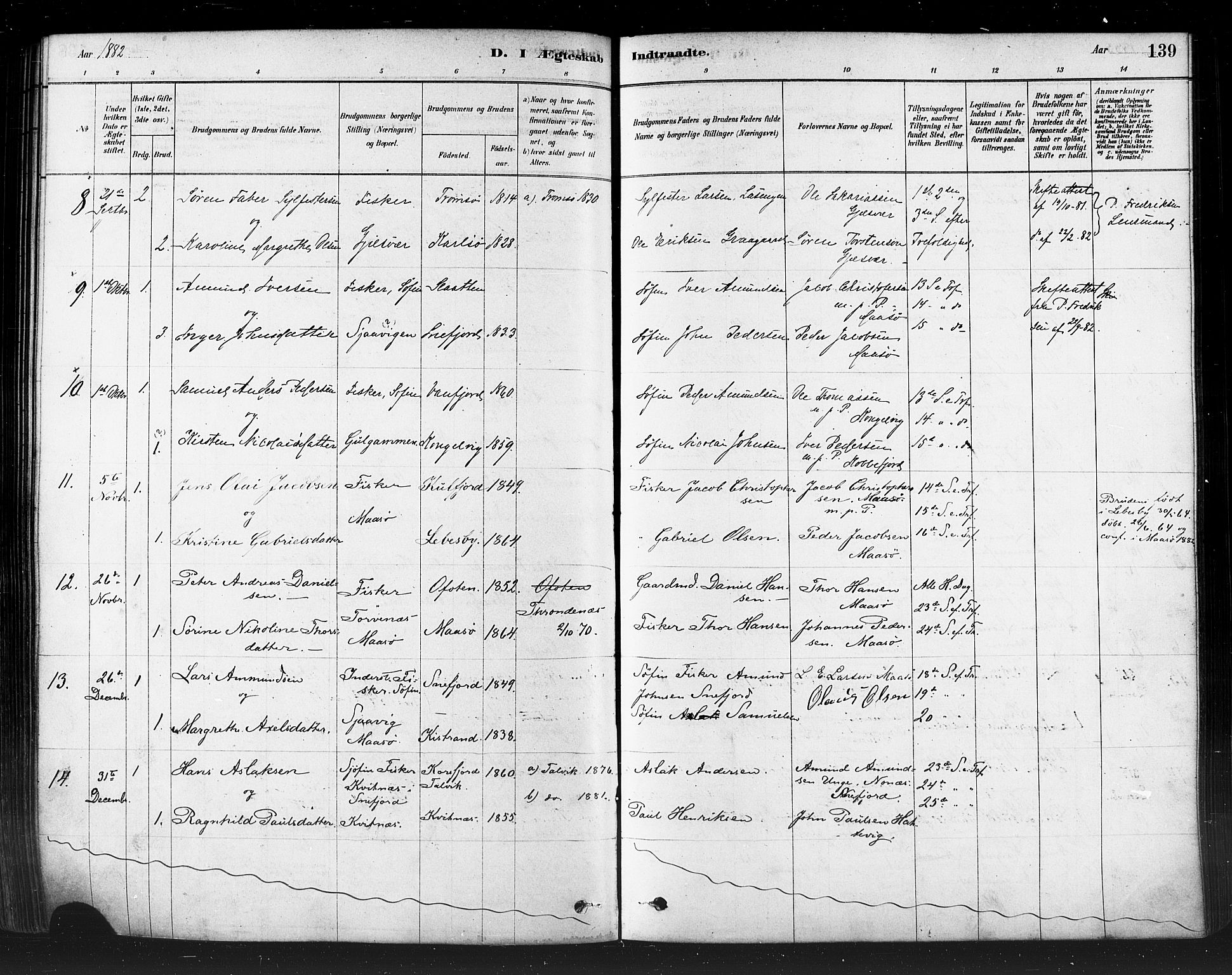 Måsøy sokneprestkontor, AV/SATØ-S-1348/H/Ha/L0004kirke: Ministerialbok nr. 4, 1878-1891, s. 139